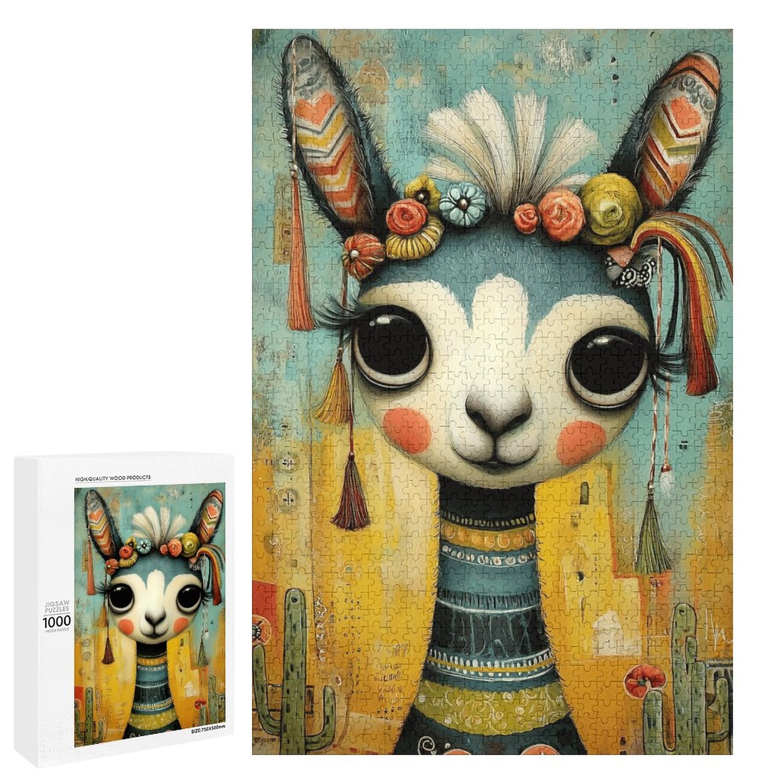 Boho Baby Llama Wooden Puzzle