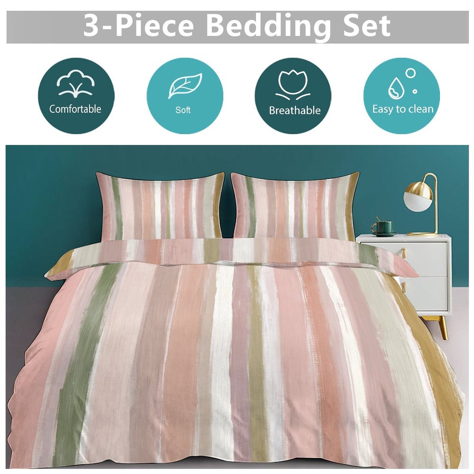 Queen 3-Piece Bedding Set-90"x90"/ 229x229cm