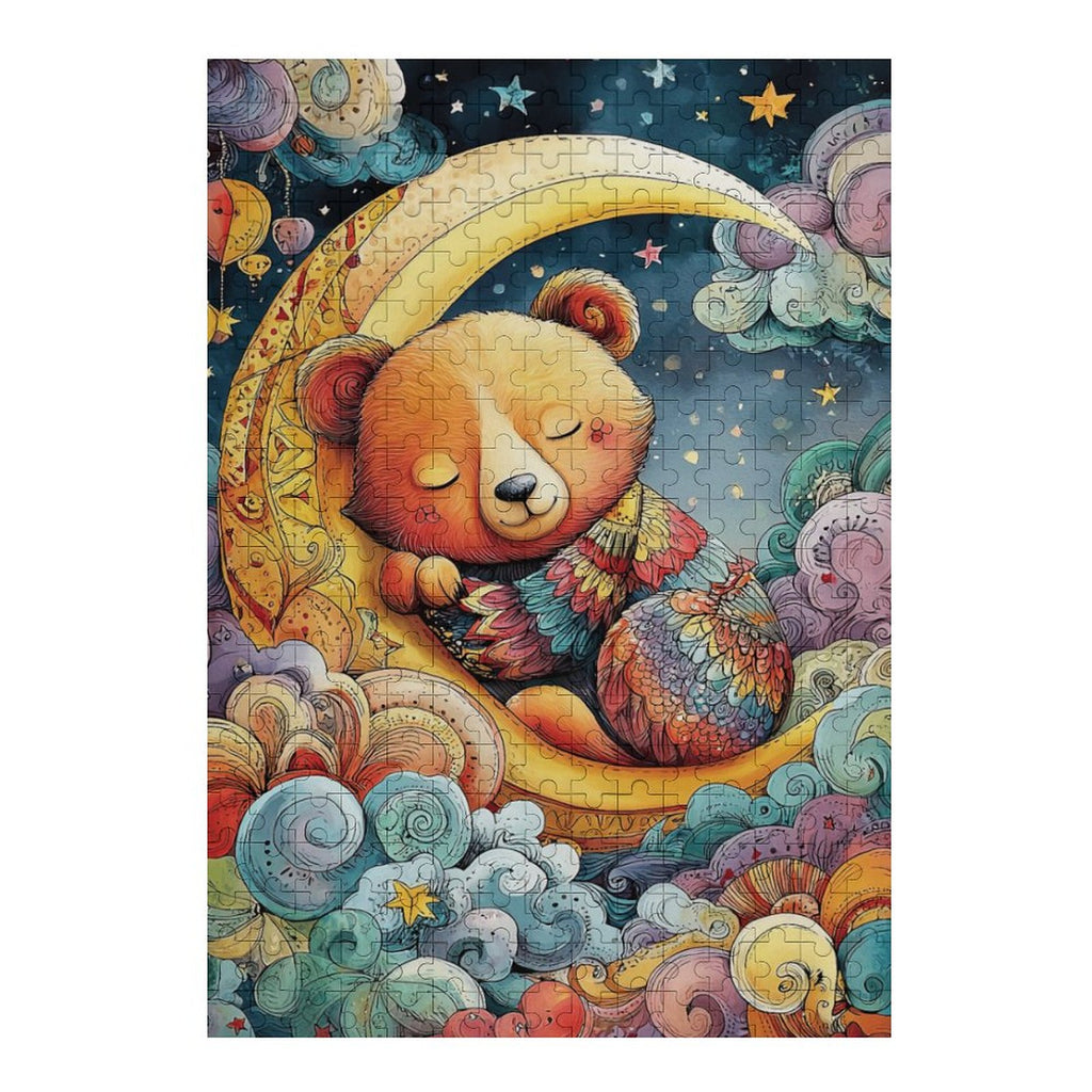 Colorful sleeping moon bear Wooden Puzzle