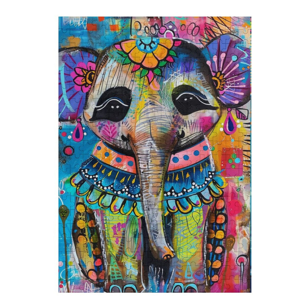 Colorful Elephant Wooden Puzzle