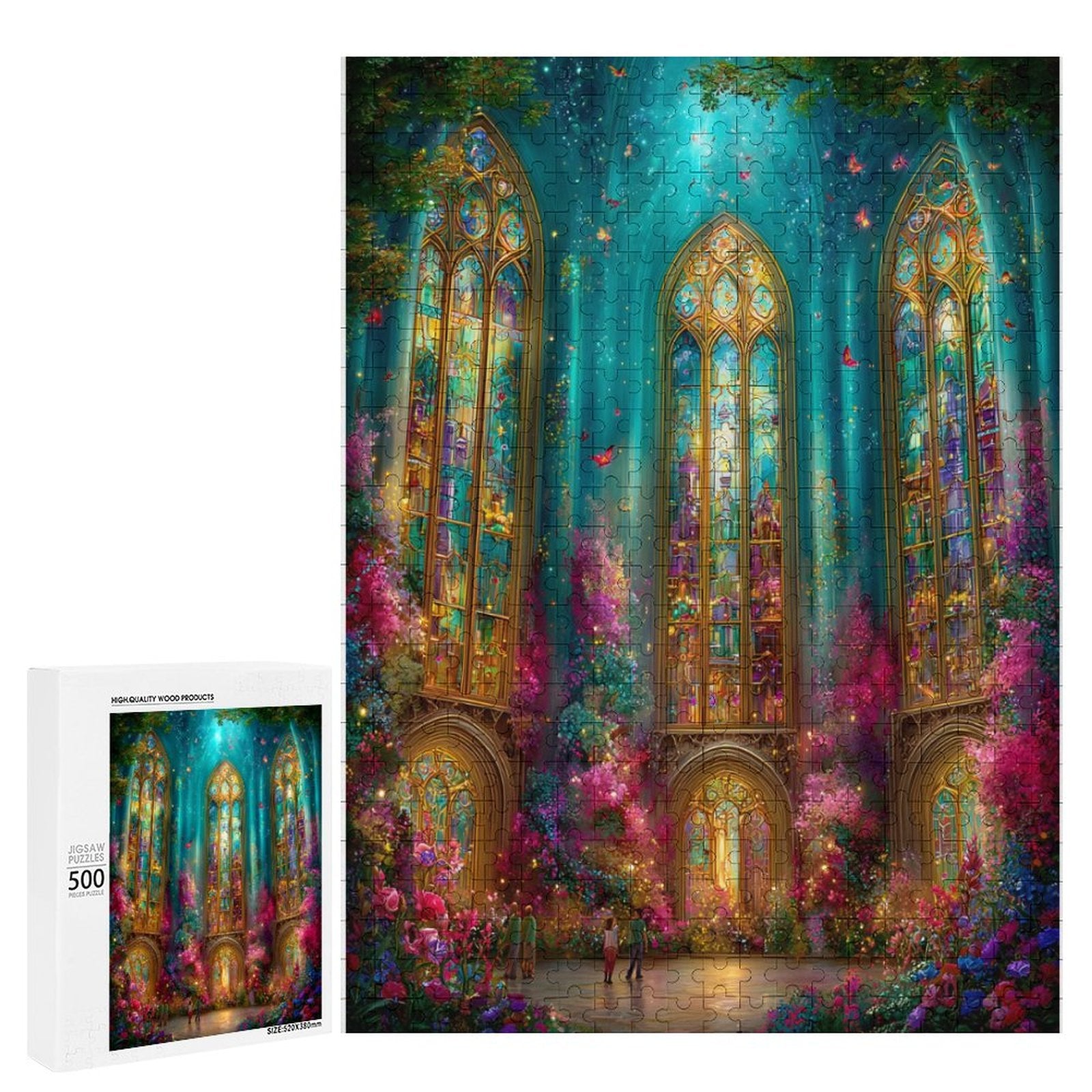 Iridescent stained glass windows Wooden Puzzle