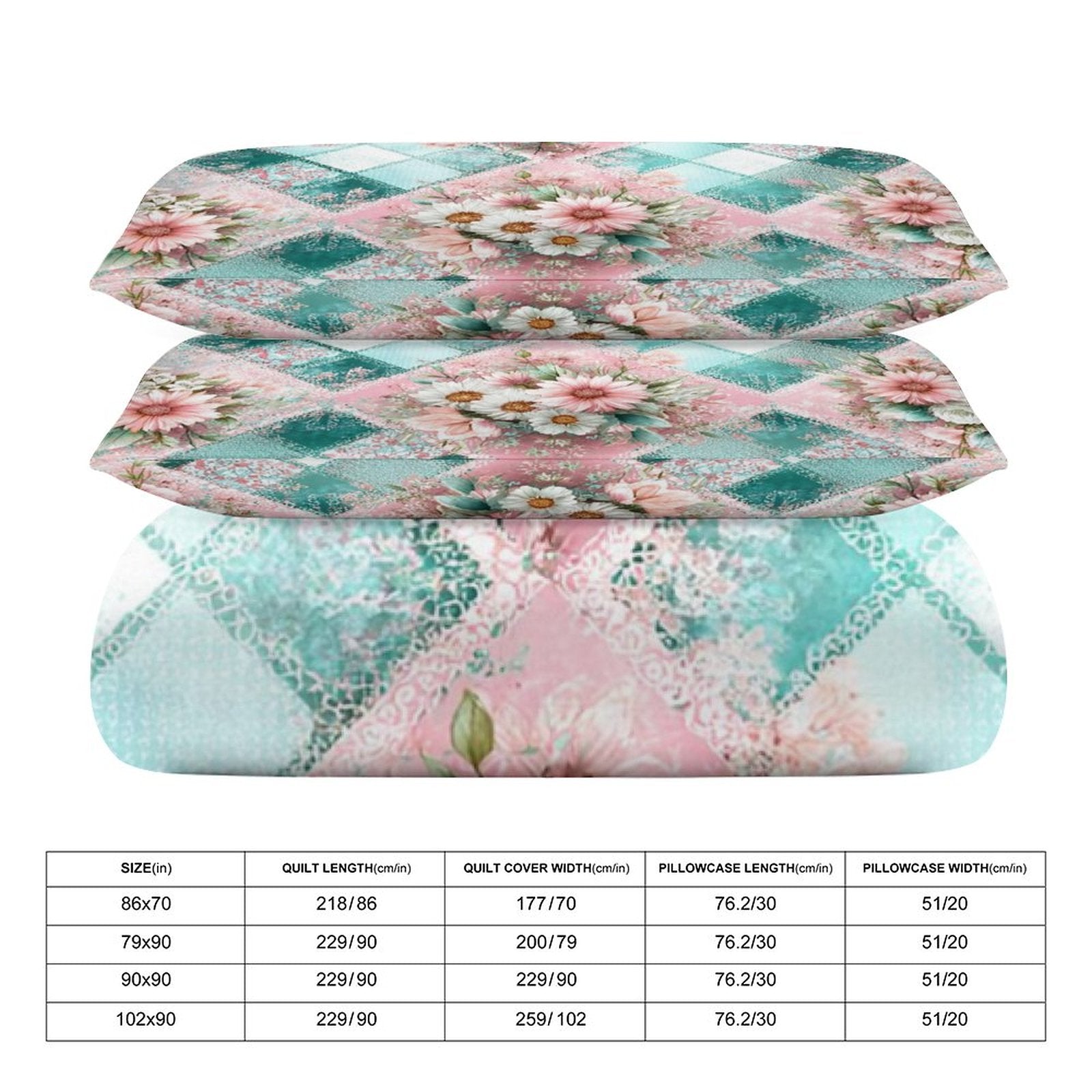 Queen 3-Piece Bedding Set-90"x90"/ 229x229cm