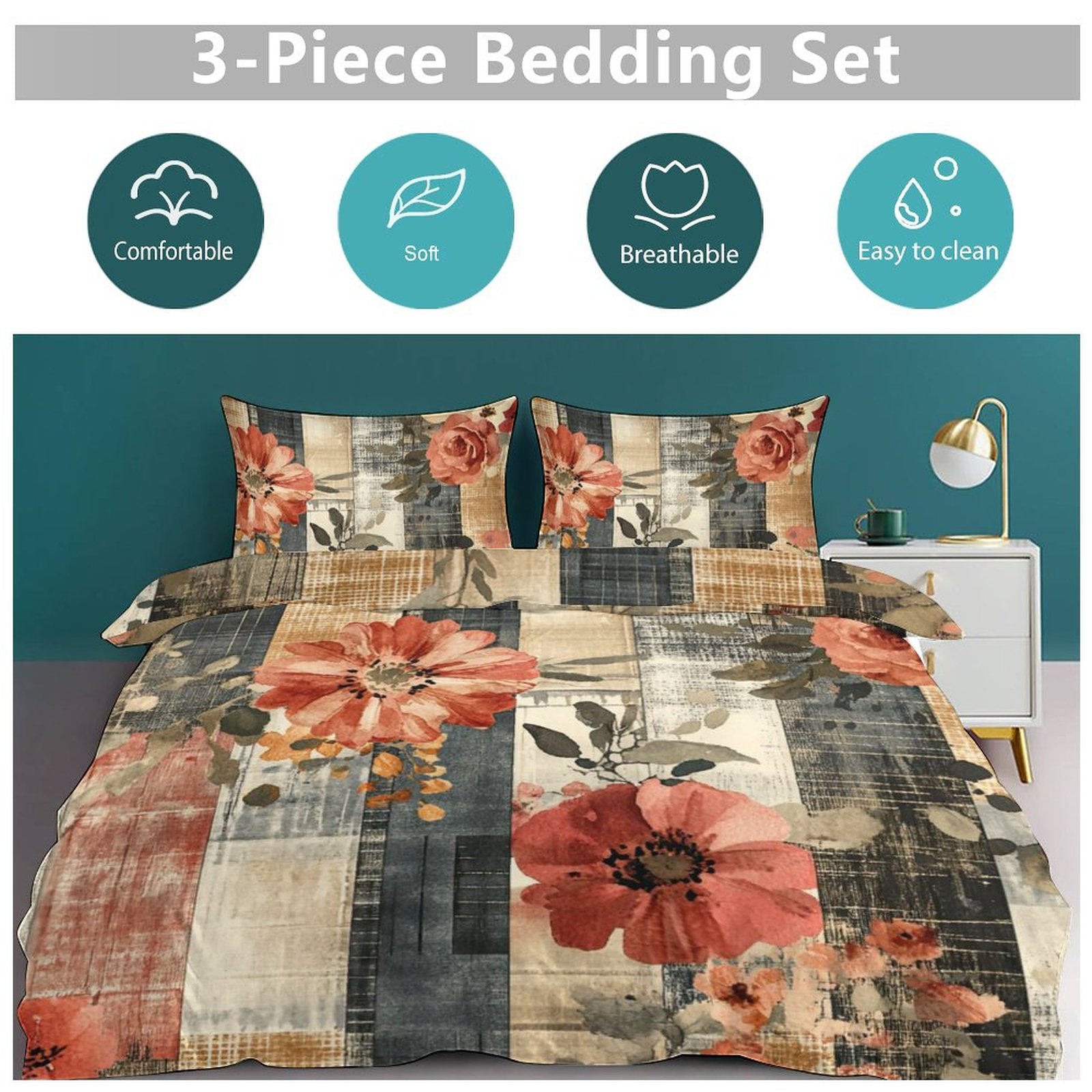 Full 3-Piece Bedding Set-86"×70"/ 218×177cm