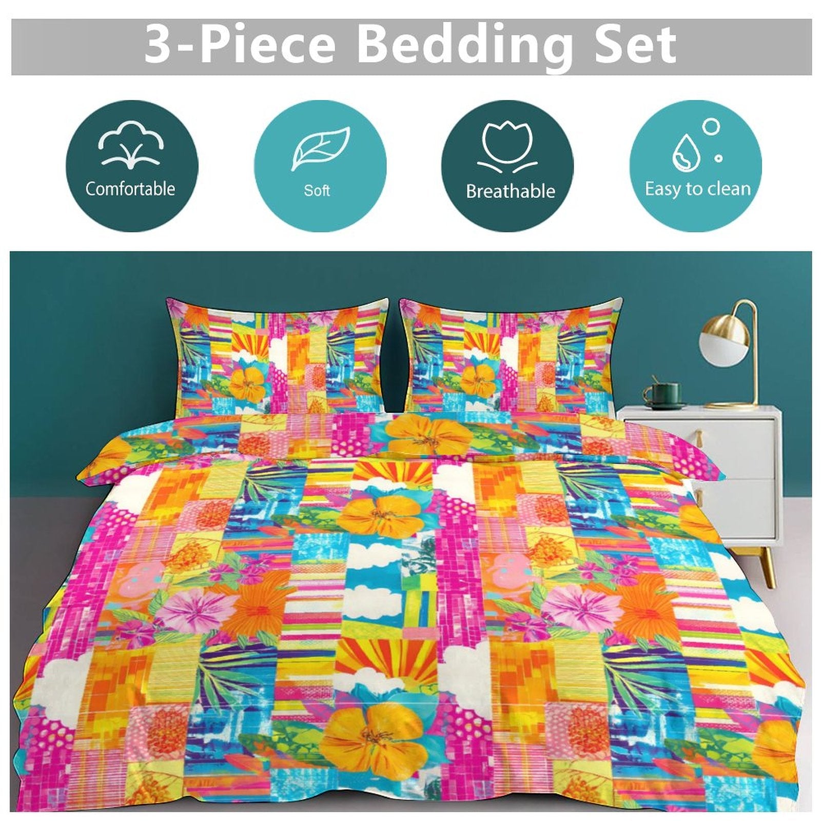 Full 3-Piece Bedding Set-86"×70"/ 218×177cm