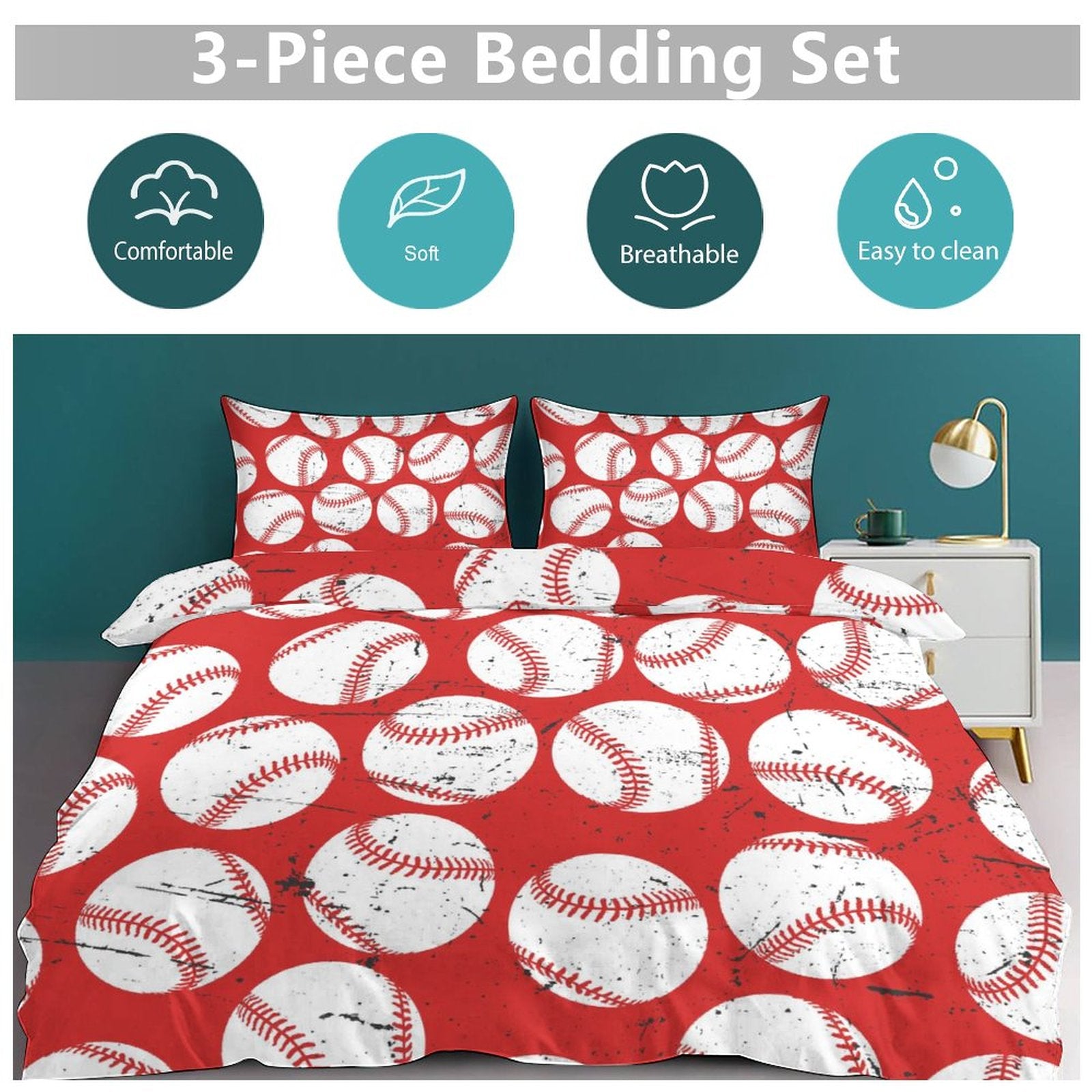 Queen 3-Piece Bedding Set-90"x90"/ 229x229cm