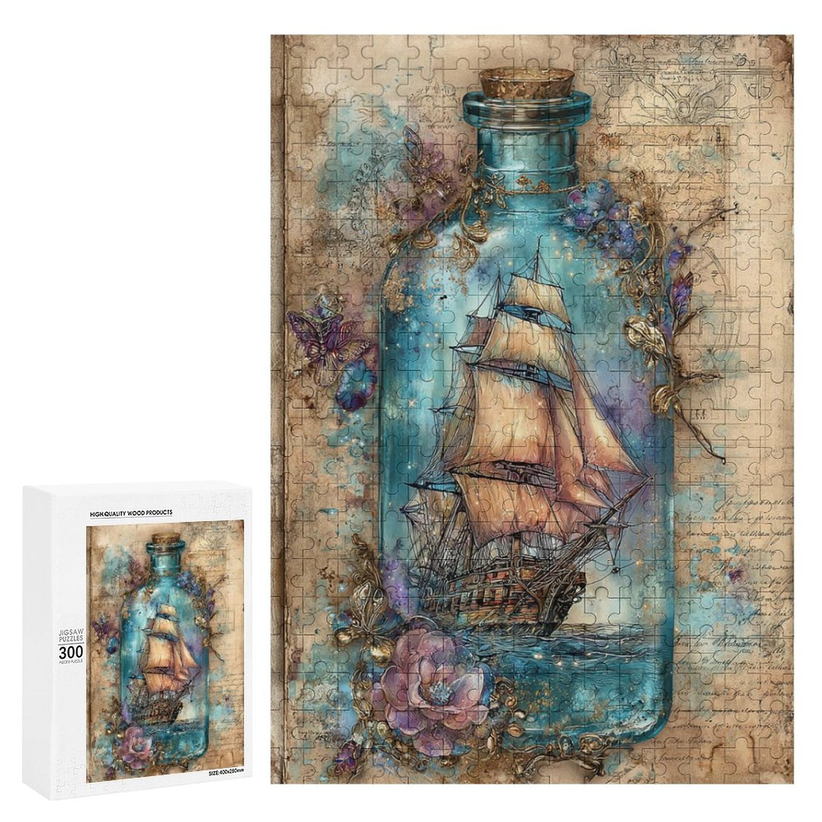 Ship in a Bottle Wooden Puzzle