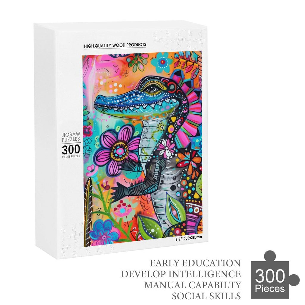 Floral Alligator Wooden Puzzle