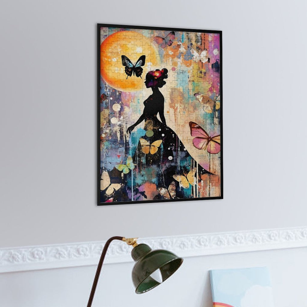Colorful Butterfly Lady Silhouette Wooden Puzzle