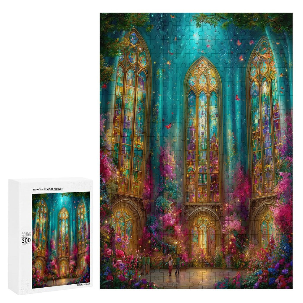 Iridescent stained glass windows Wooden Puzzle