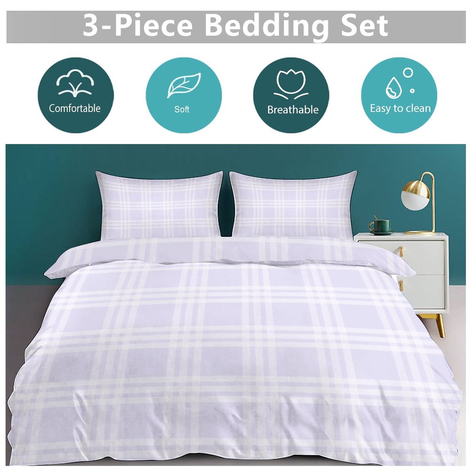 Queen 3-Piece Bedding Set-90"x90"/ 229x229cm