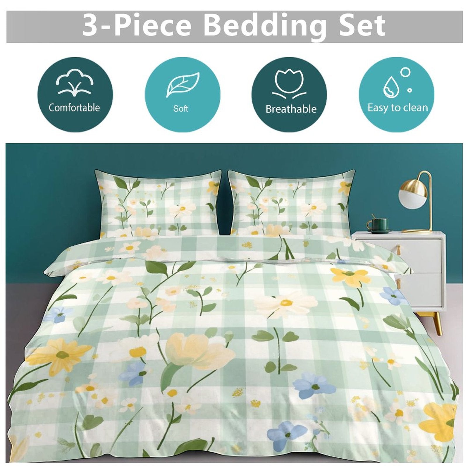 Queen 3-Piece Bedding Set-90"x90"/ 229x229cm