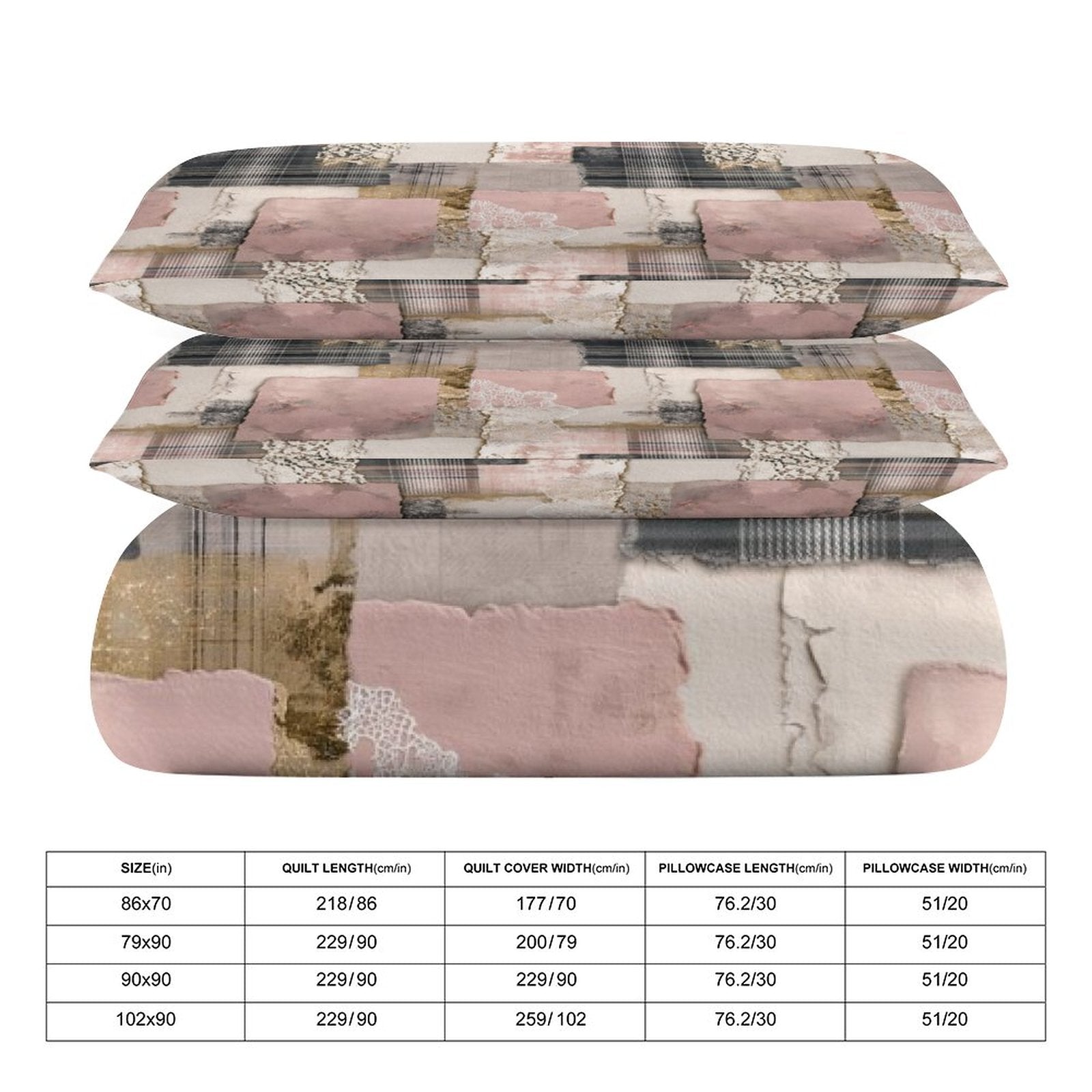 Queen 3-Piece Bedding Set-90"x90"/ 229x229cm