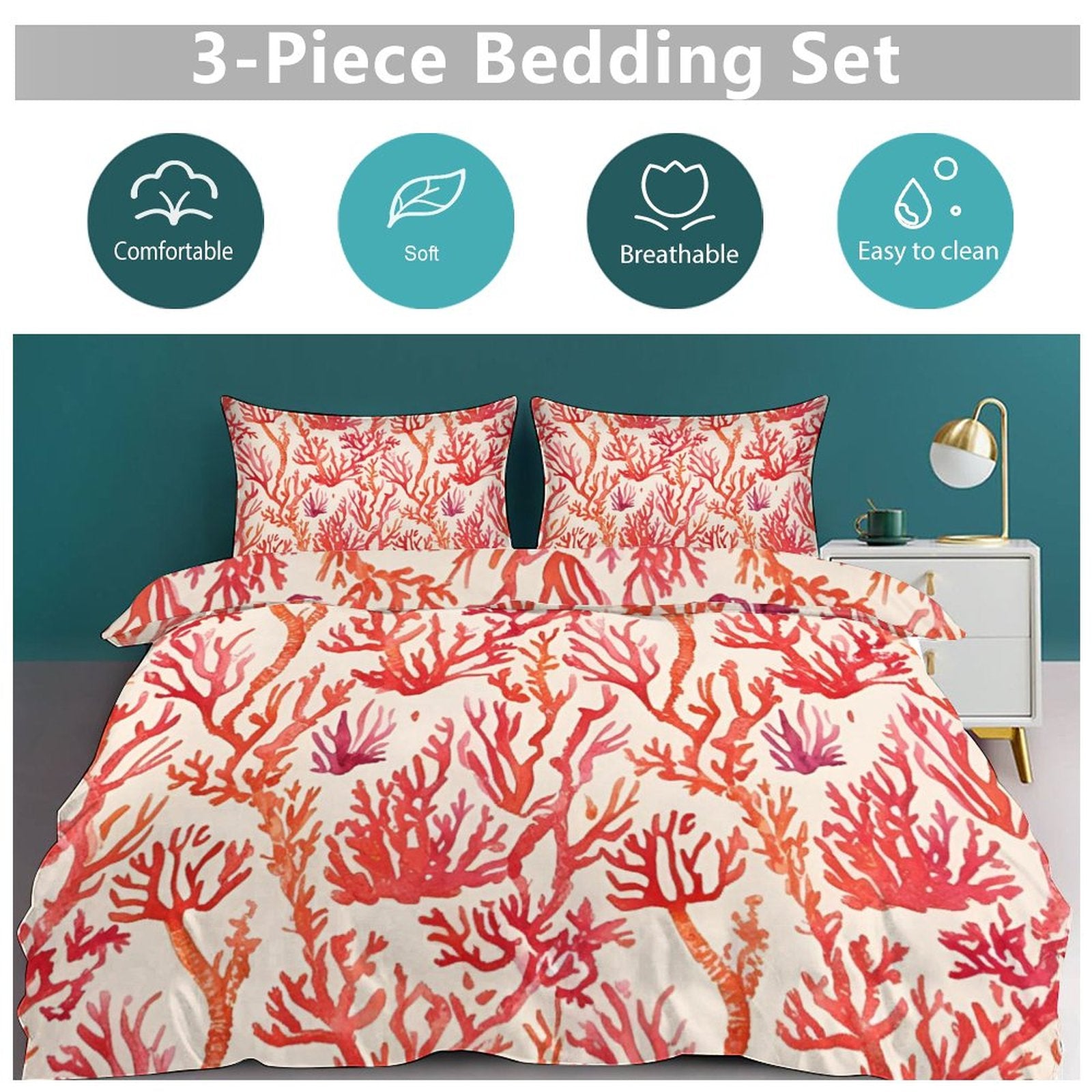 King 3-Piece Bedding Set-102"x90"/ 259x229cm