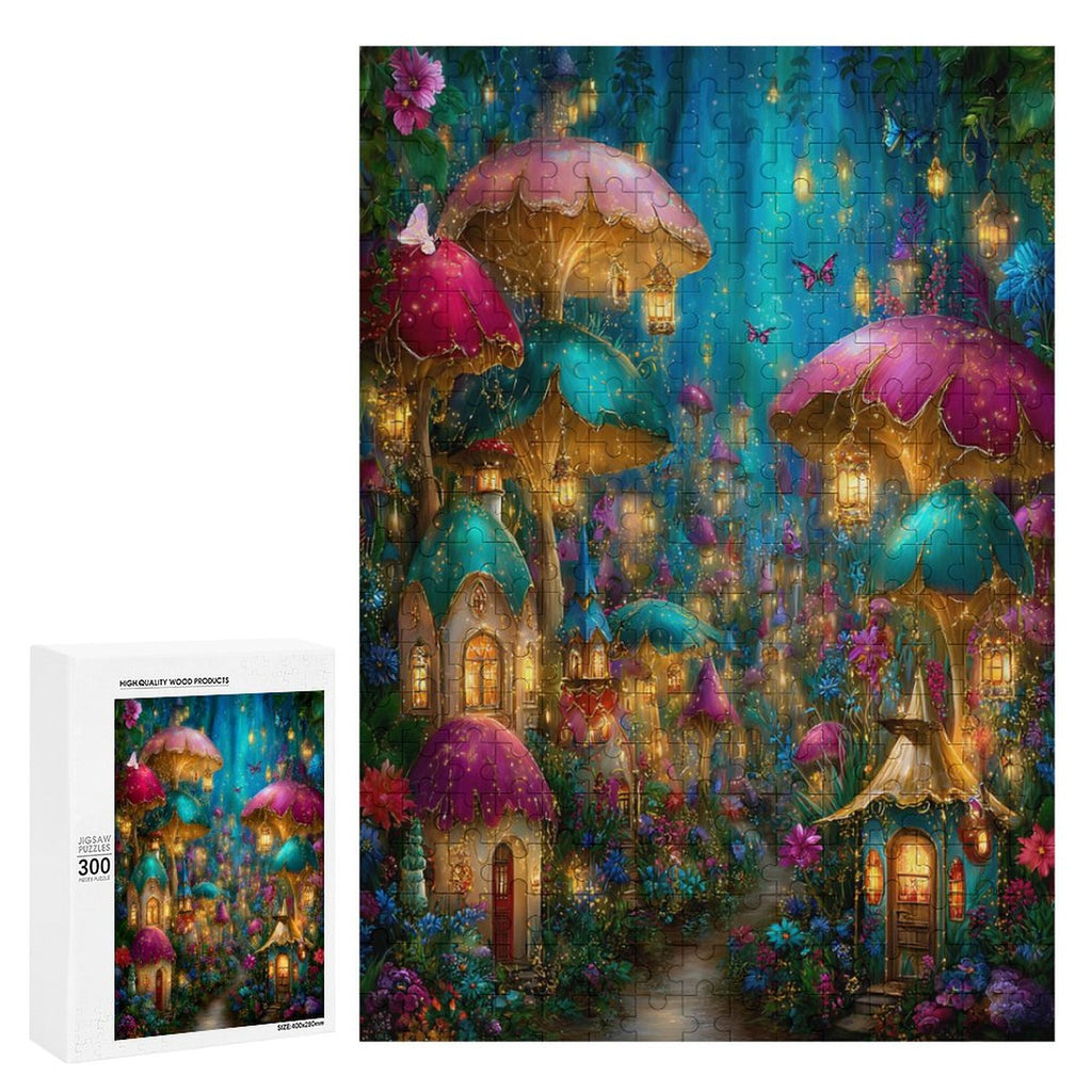 Mystical Mushroom City Wooden Puzzle