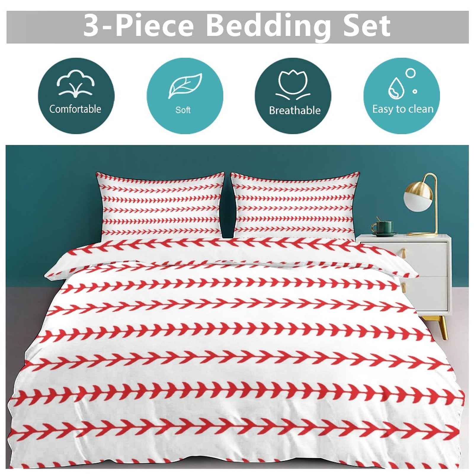 Queen 3-Piece Bedding Set-90"x90"/ 229x229cm