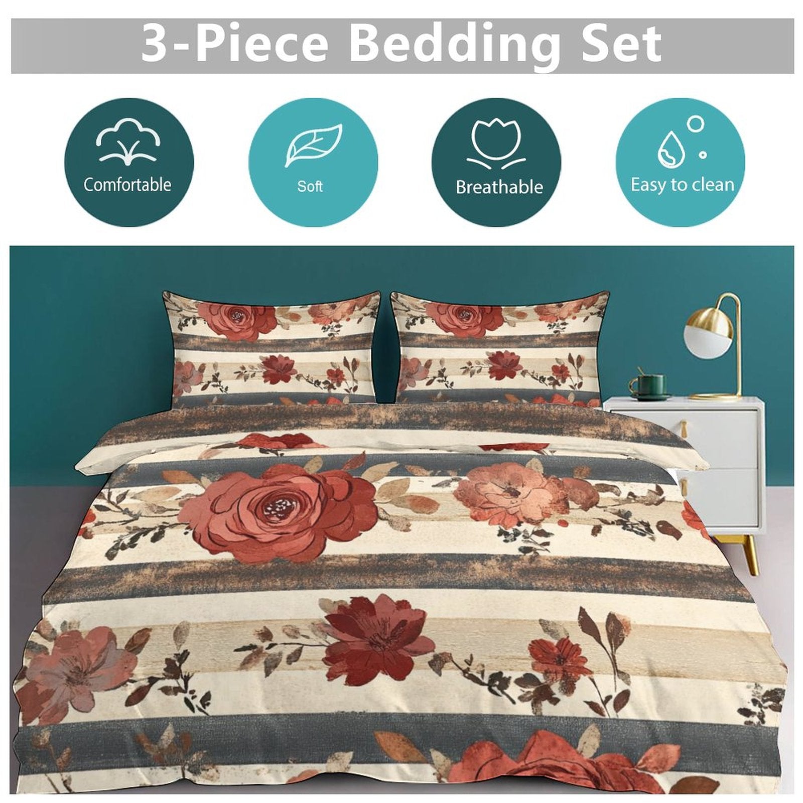 King 3-Piece Bedding Set-102"x90"/ 259x229cm