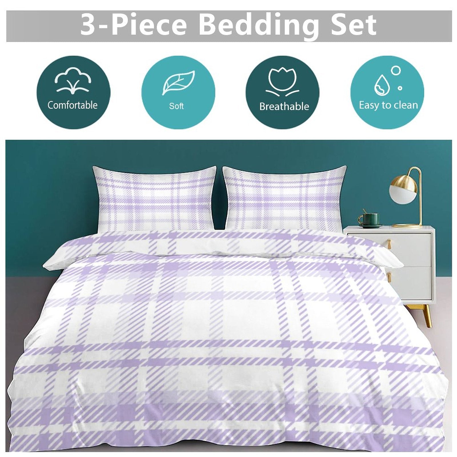 King 3-Piece Bedding Set-102"x90"/ 259x229cm