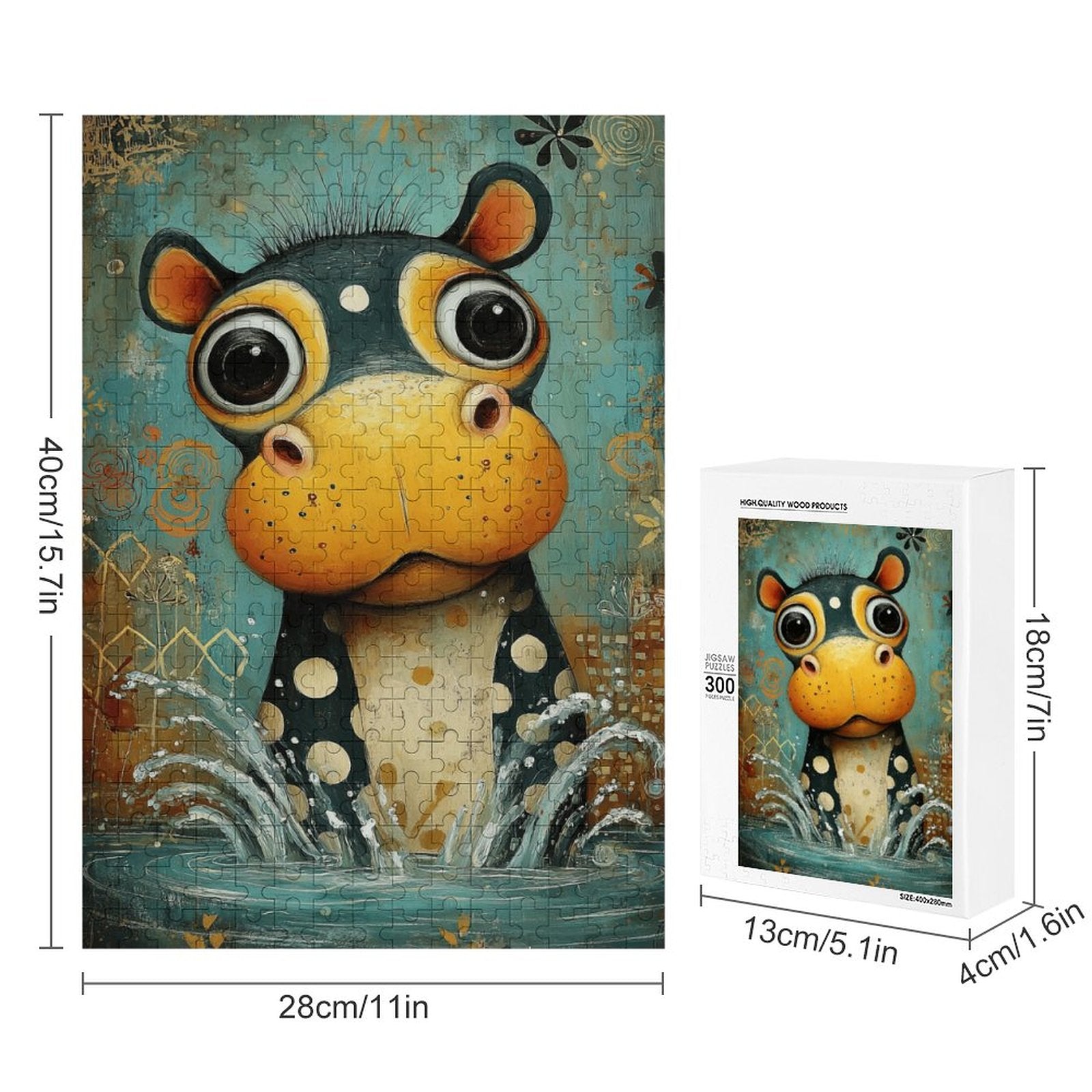 Splashing Hippo Wooden Puzzle