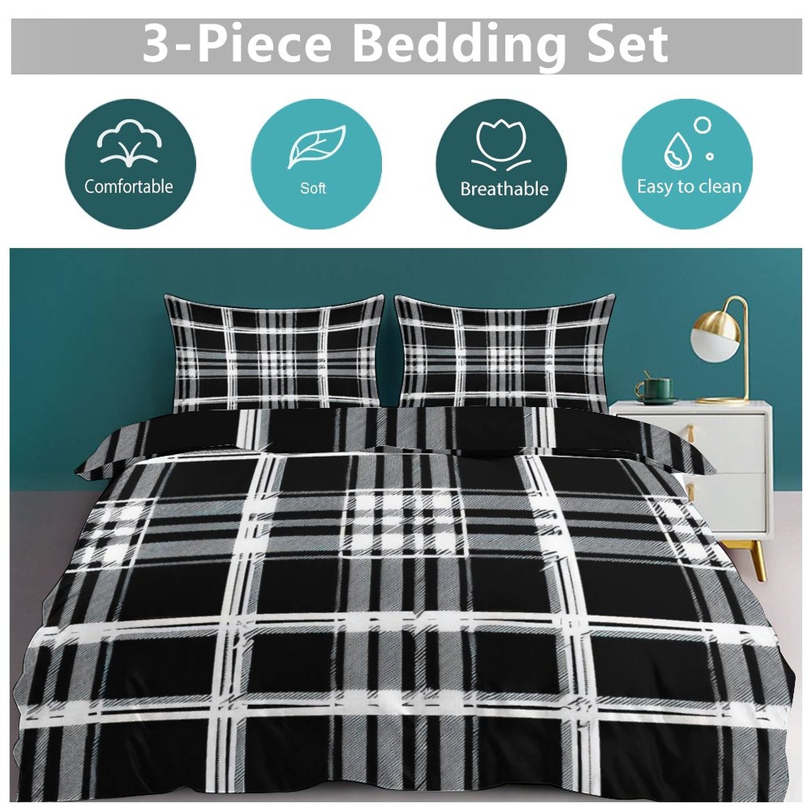 King 3-Piece Bedding Set-102"x90"/ 259x229cm
