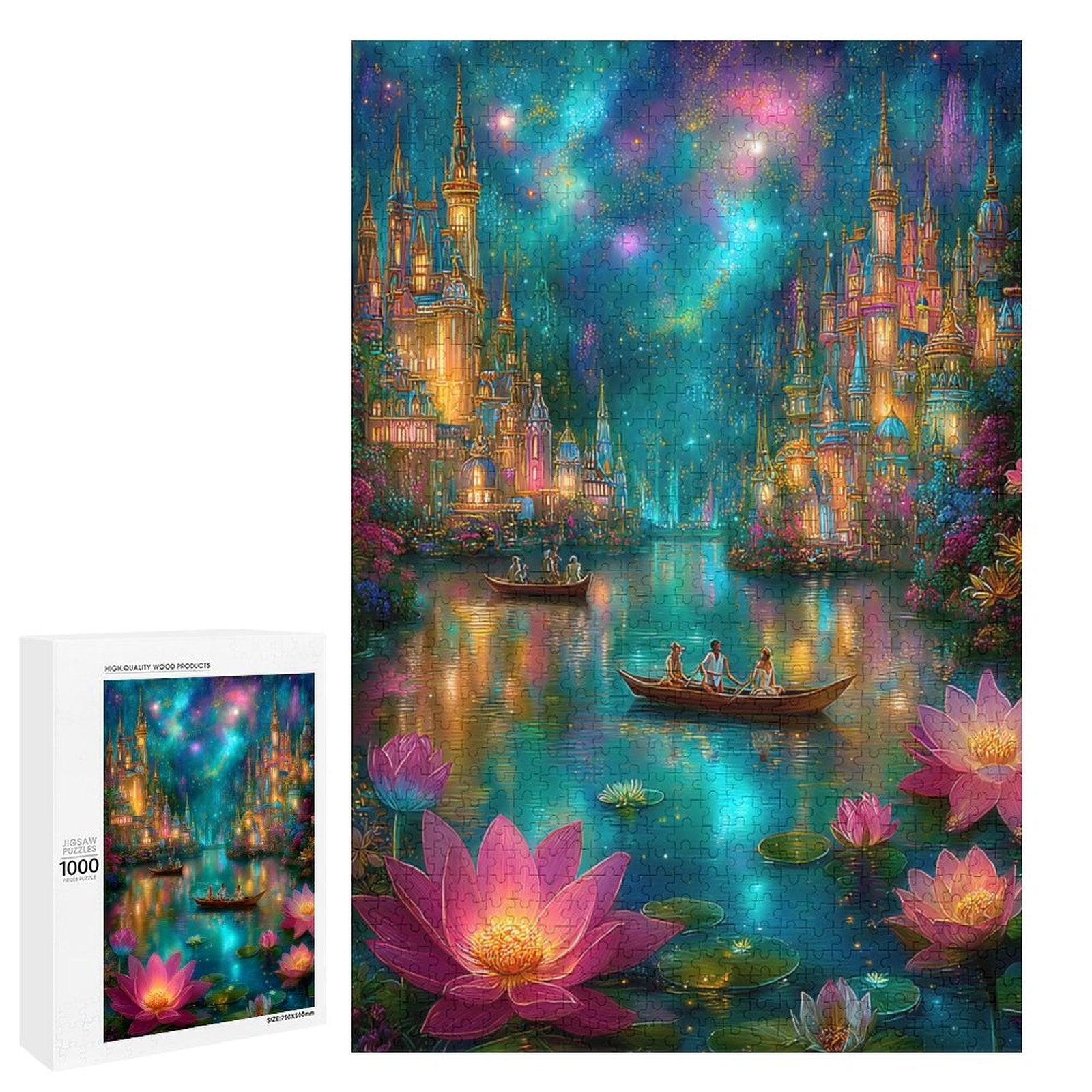 Mystical Lotus City on Water Wooden Puzzle