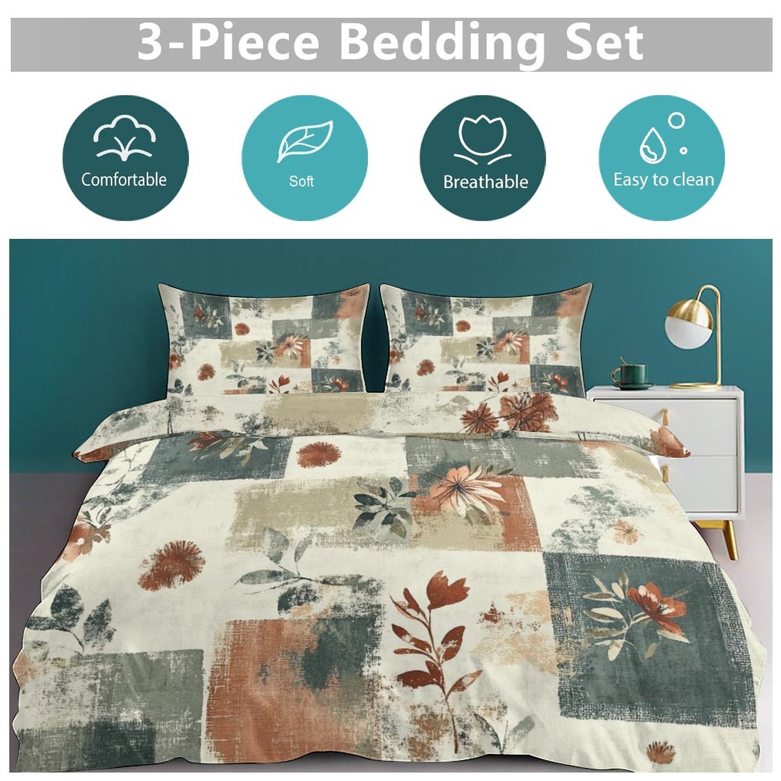King 3-Piece Bedding Set-102"x90"/ 259x229cm