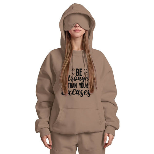 Be Stronger Women's Travel Nap Hoodie with Built-in Eye Mask