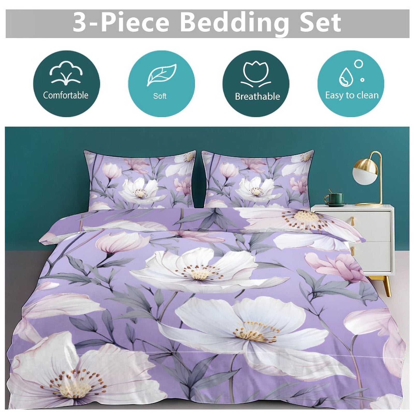 Full 3-Piece Bedding Set-86"×70"/ 218×177cm