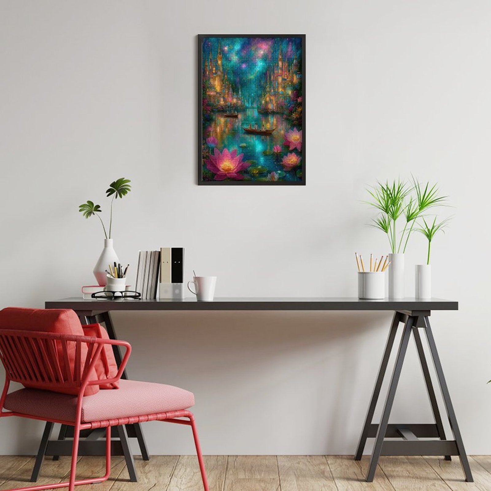 Mystical Lotus City on Water Wooden Puzzle