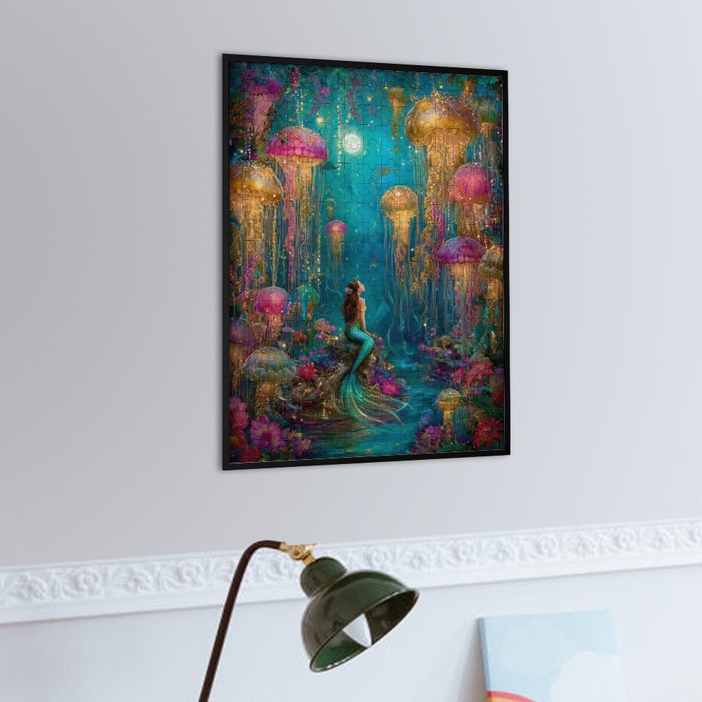 Iridescent mermaid and jelly fish Wooden Puzzle