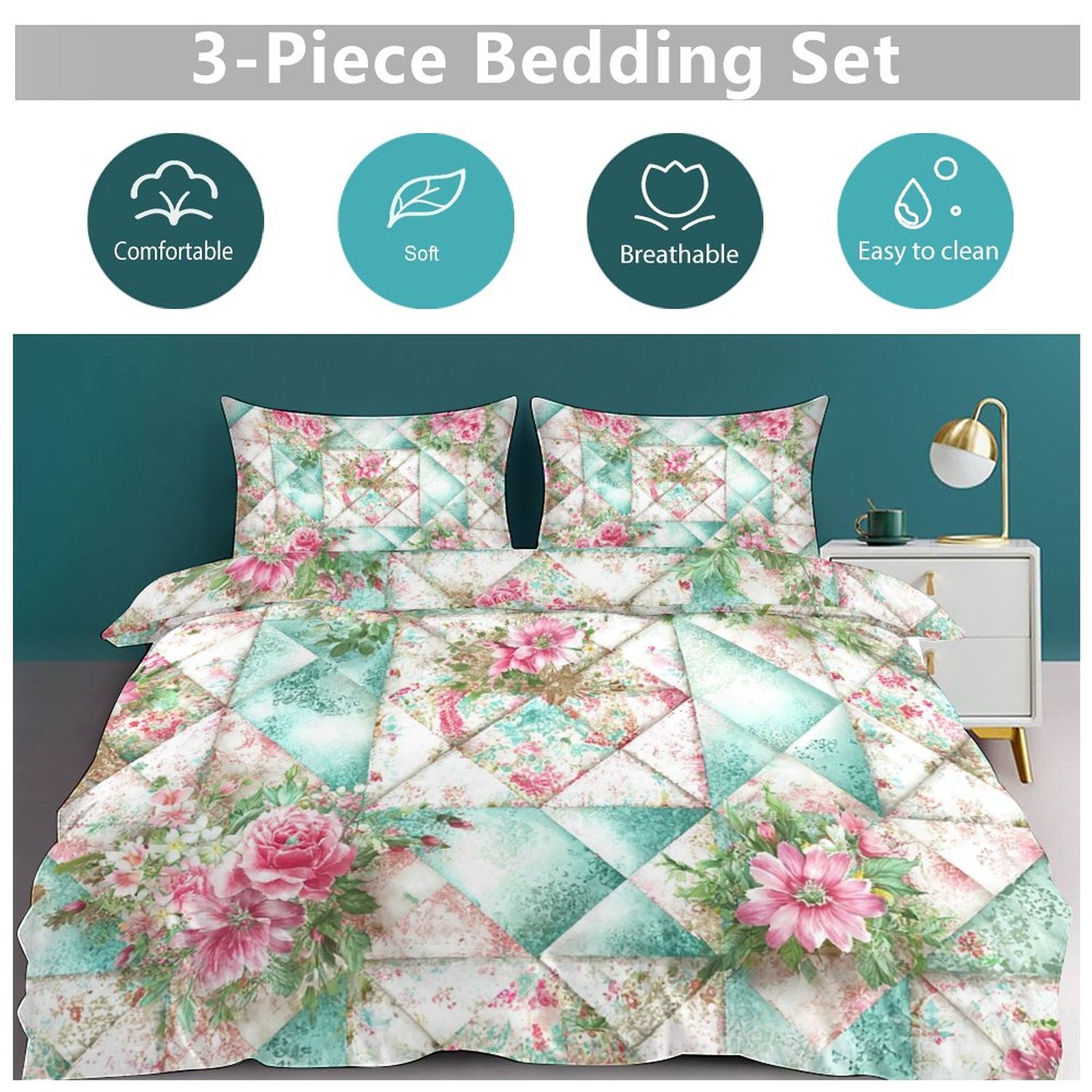 King 3-Piece Bedding Set-102"x90"/ 259x229cm