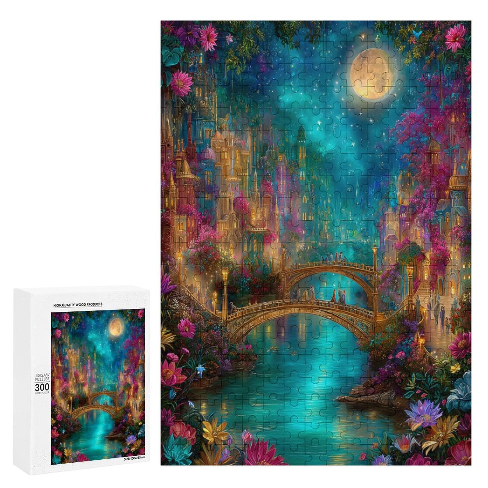 Iridescent Village on the water Wooden Puzzle