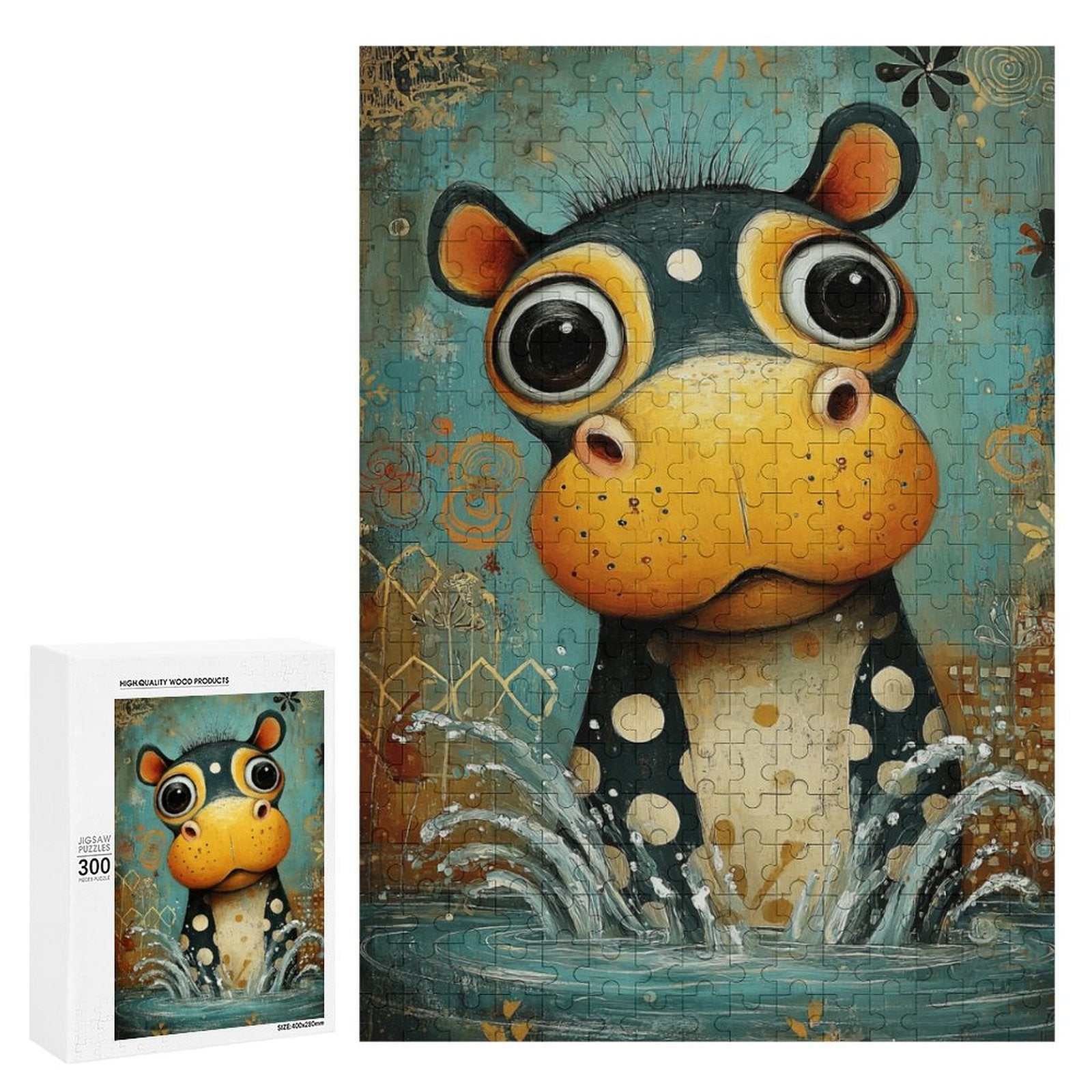 Splashing Hippo Wooden Puzzle
