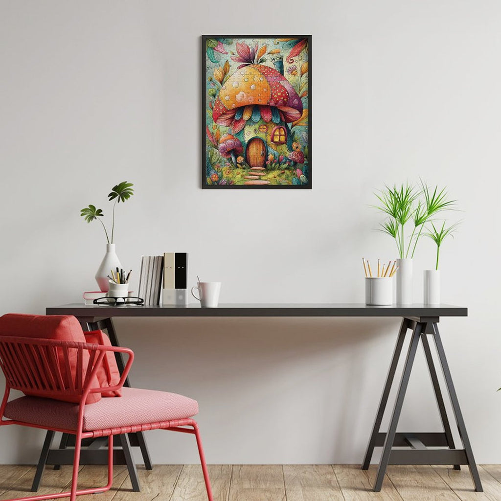 Colorful Big Mushroom House Wooden Puzzle