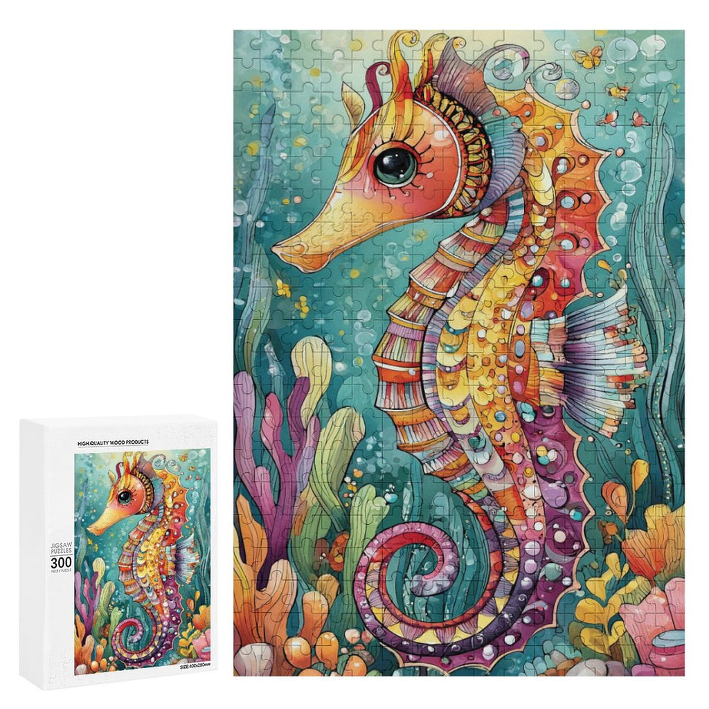 Colorful Seahorse Wooden Puzzle