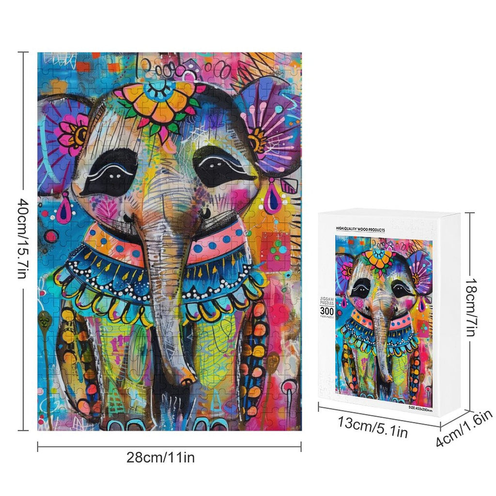 Colorful Elephant Wooden Puzzle