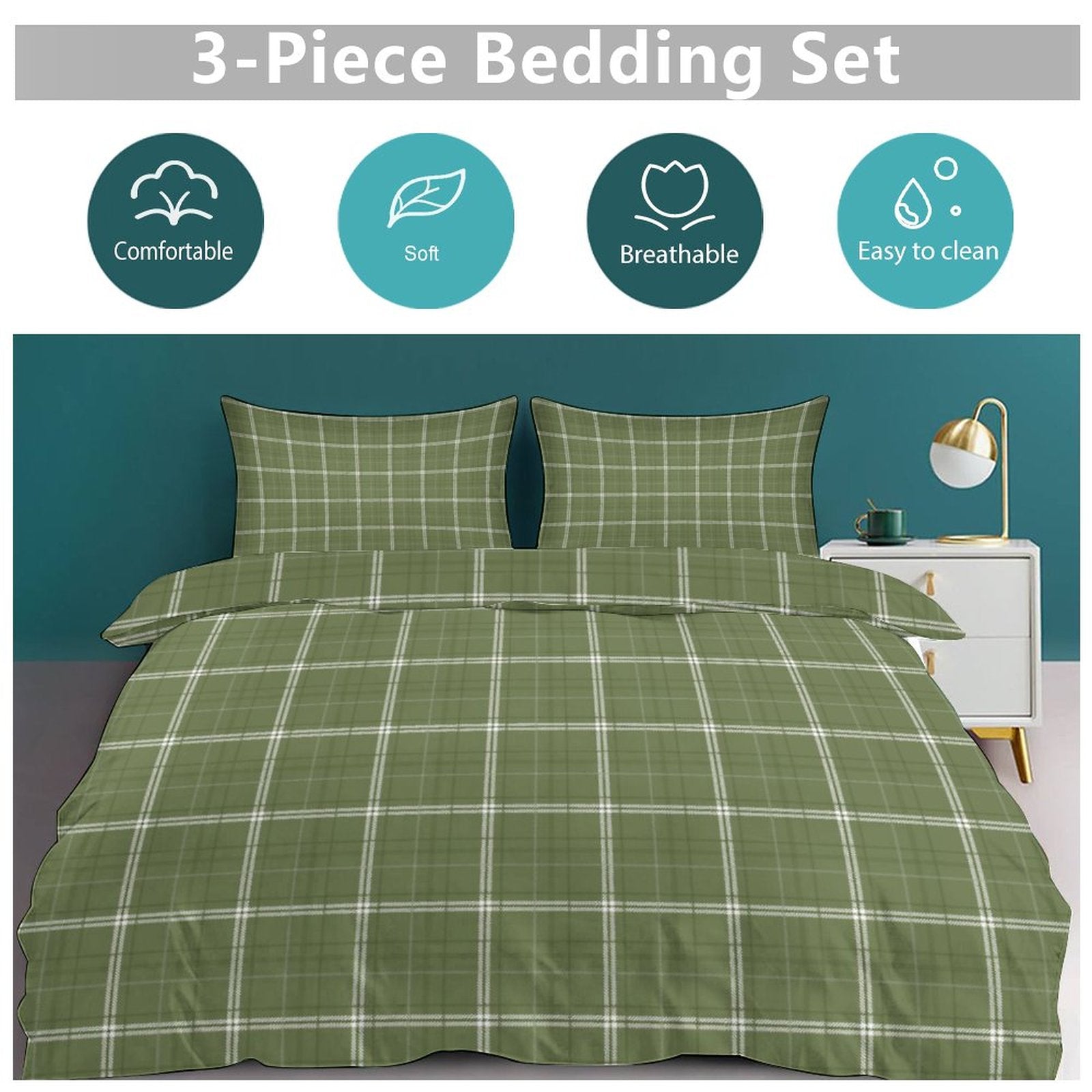 King 3-Piece Bedding Set-102"x90"/ 259x229cm
