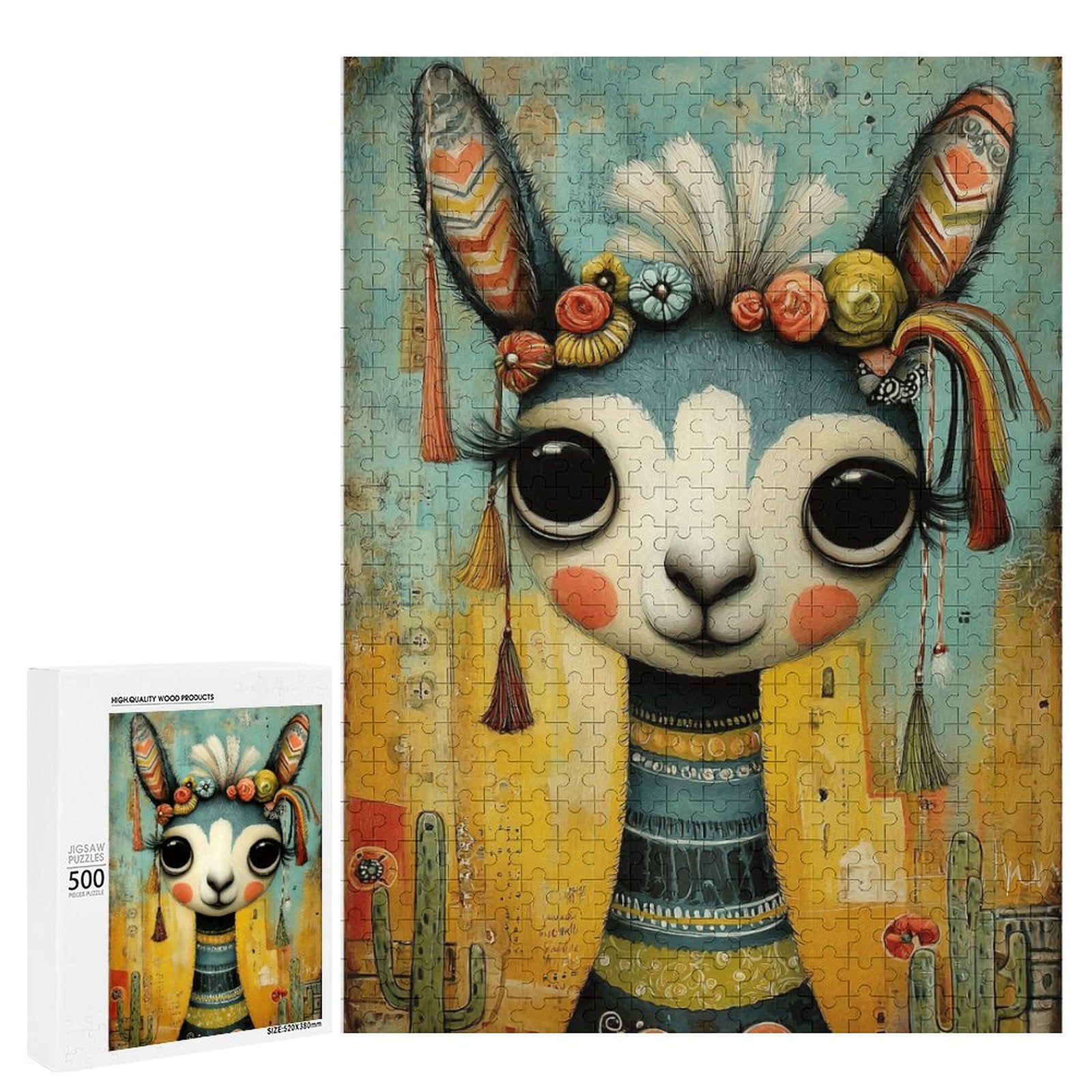 Boho Baby Llama Wooden Puzzle