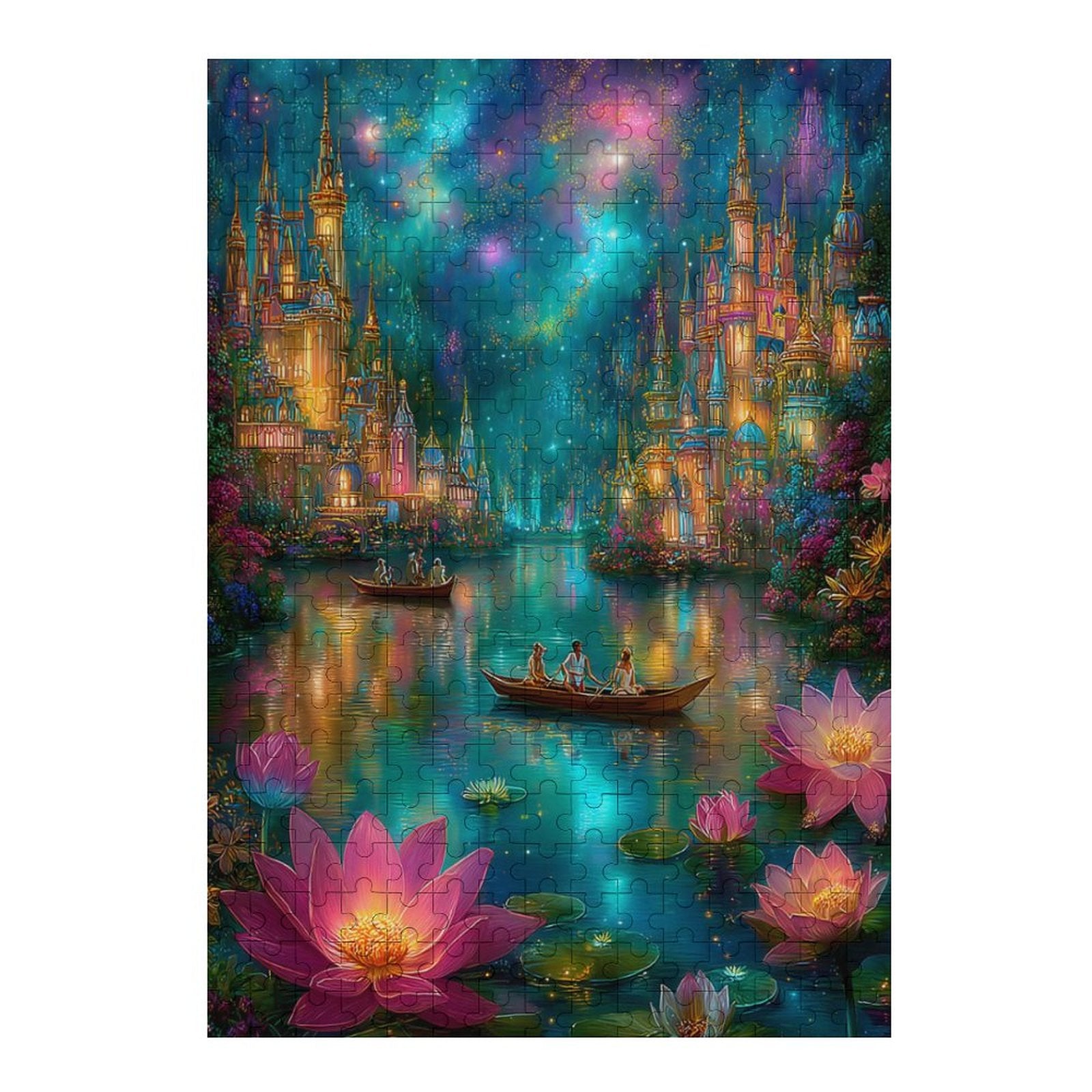 Mystical Lotus City on Water Wooden Puzzle