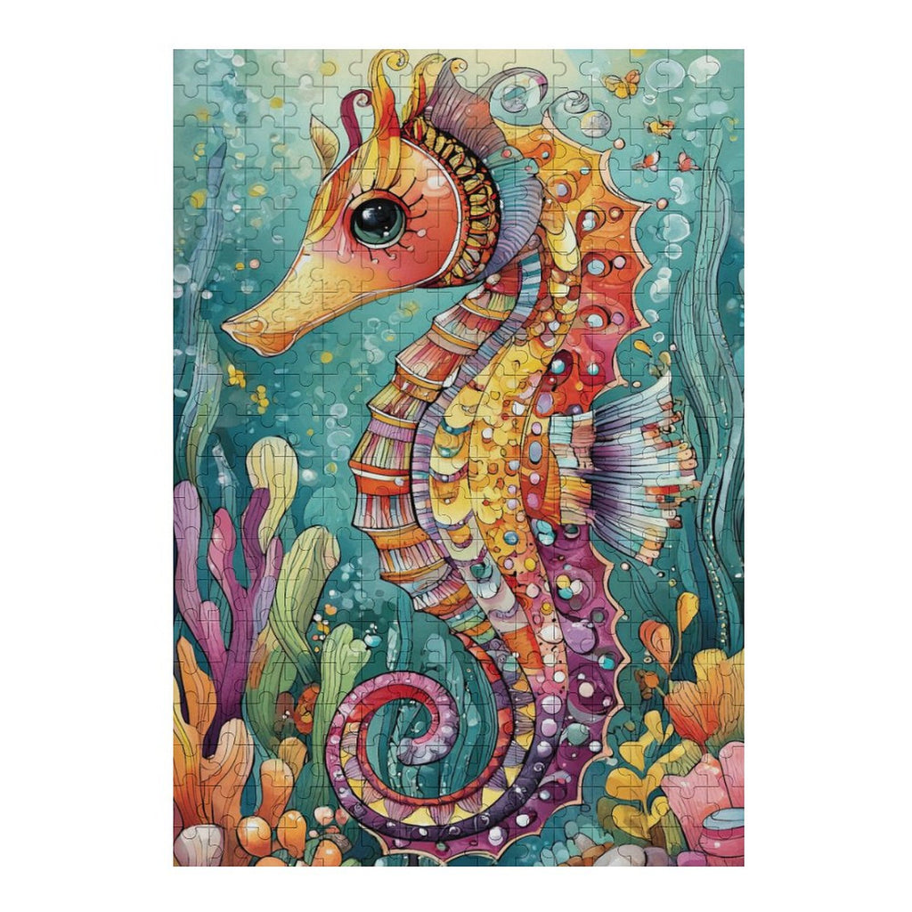 Colorful Seahorse Wooden Puzzle