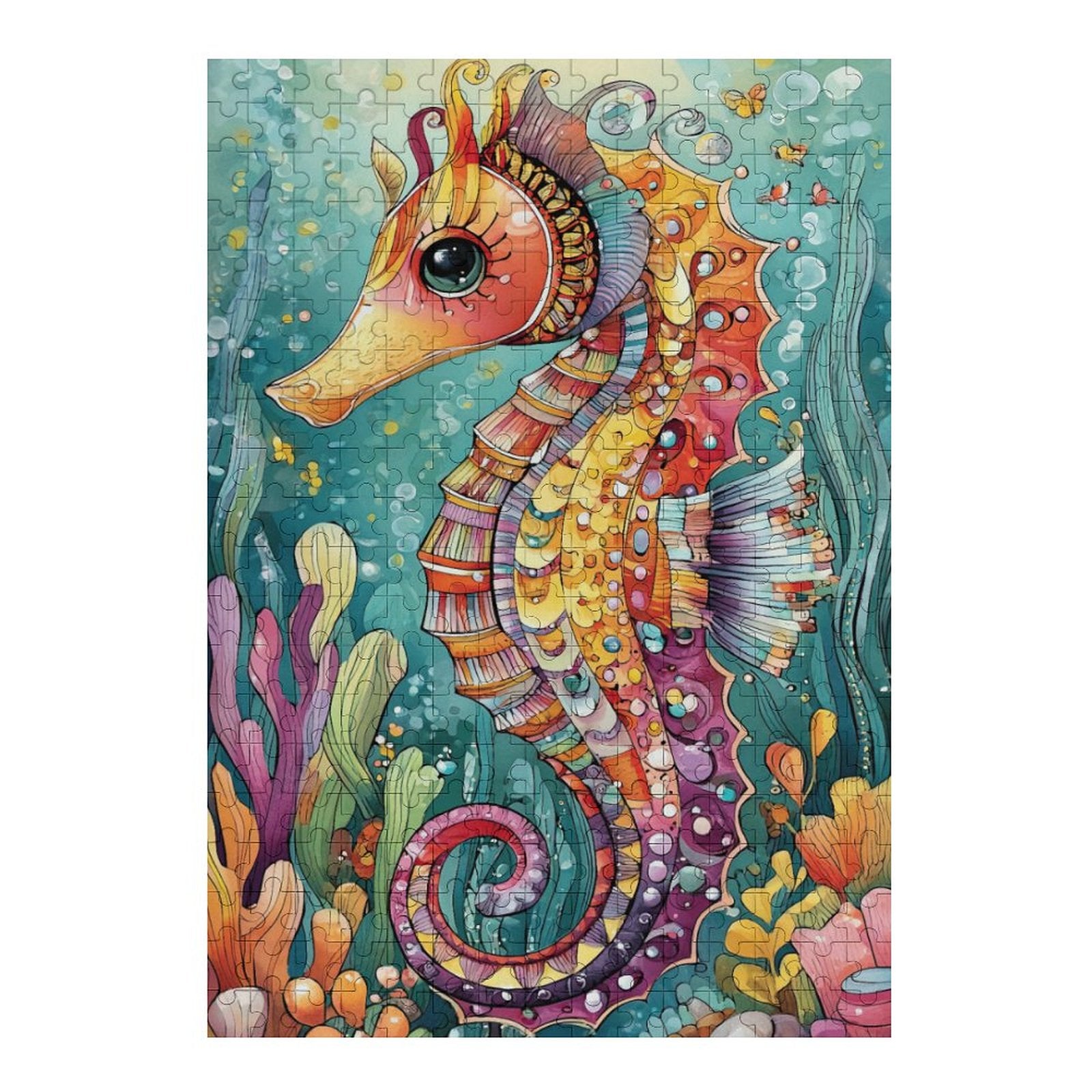 Colorful Seahorse Wooden Puzzle