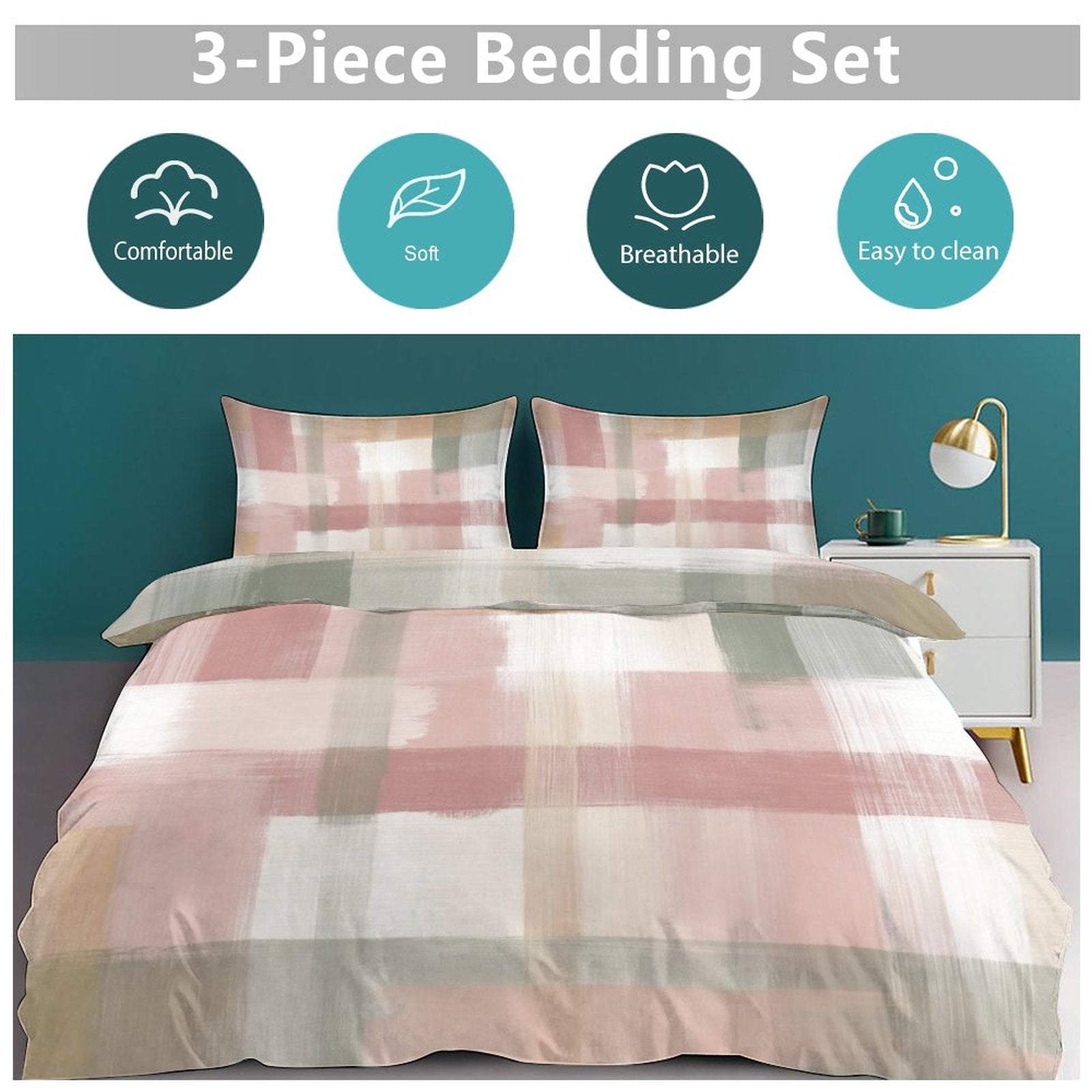 Queen 3-Piece Bedding Set-90"x90"/ 229x229cm