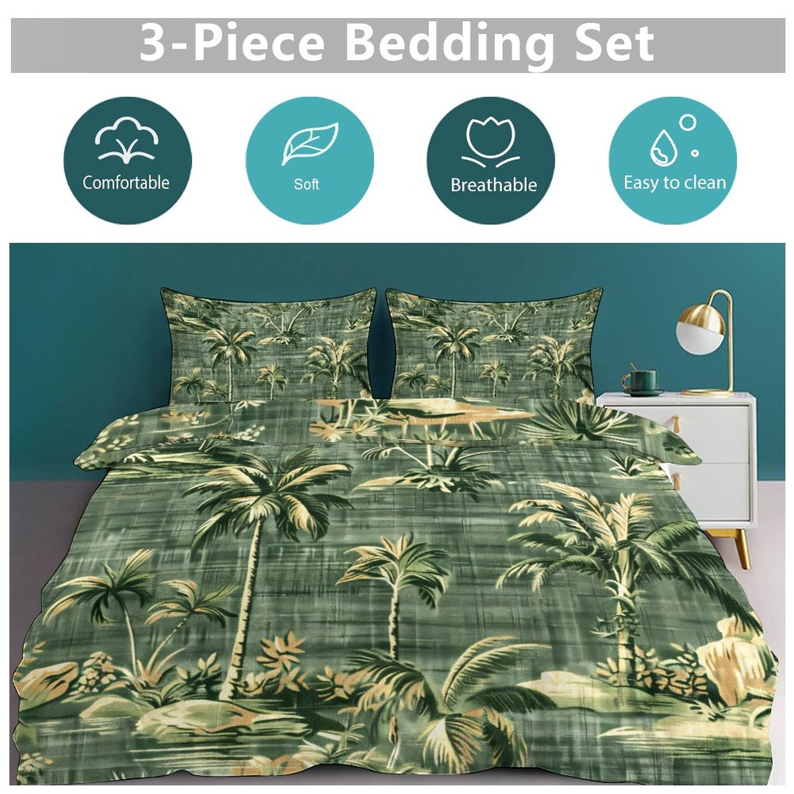 Queen 3-Piece Bedding Set-90"x90"/ 229x229cm