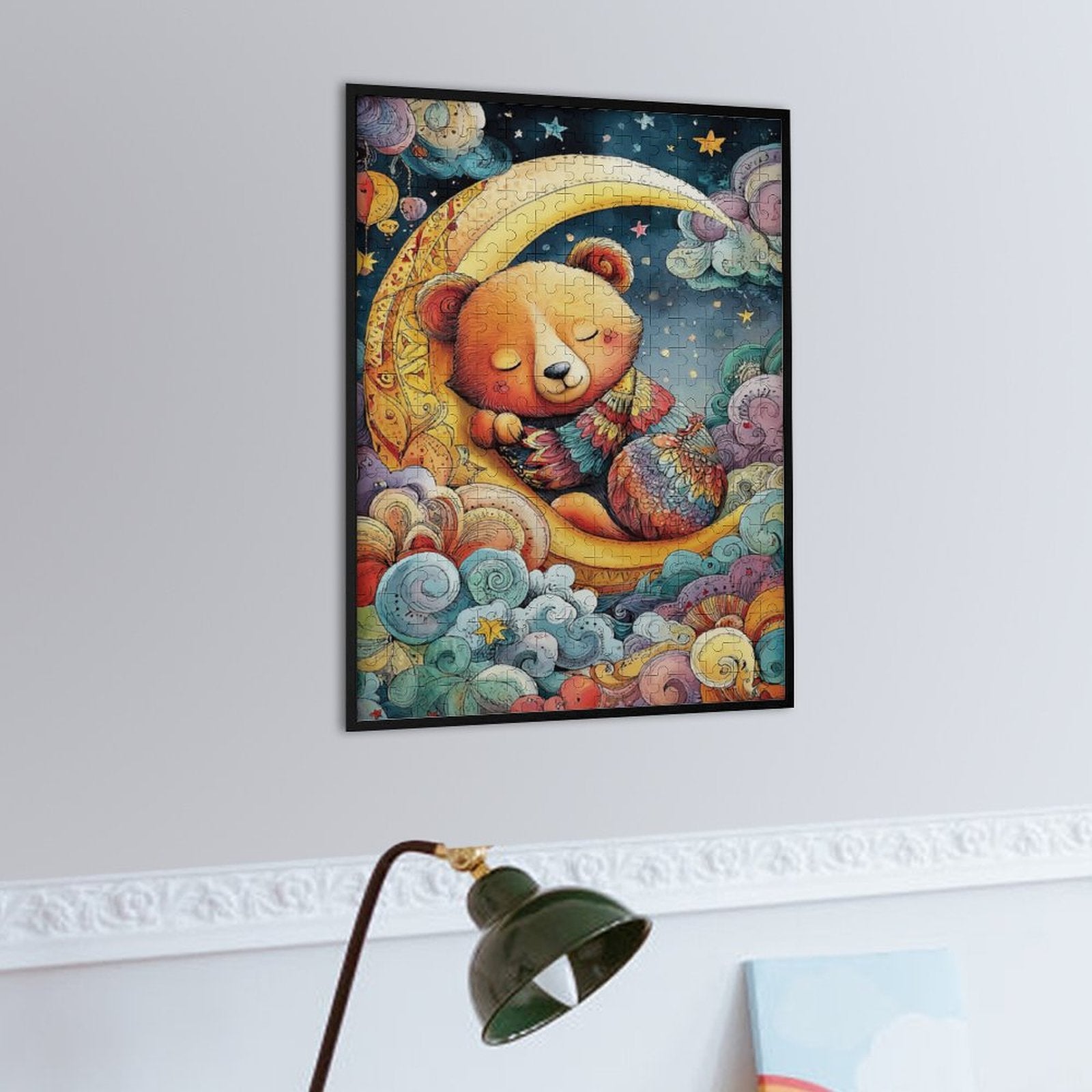 Colorful sleeping moon bear Wooden Puzzle