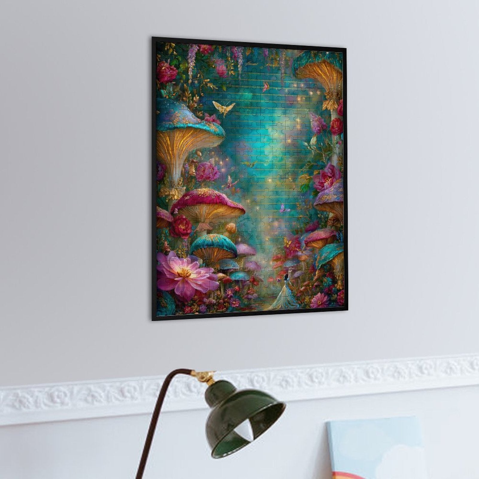 Iridescent Mushrooms and butterflies Wooden Puzzle
