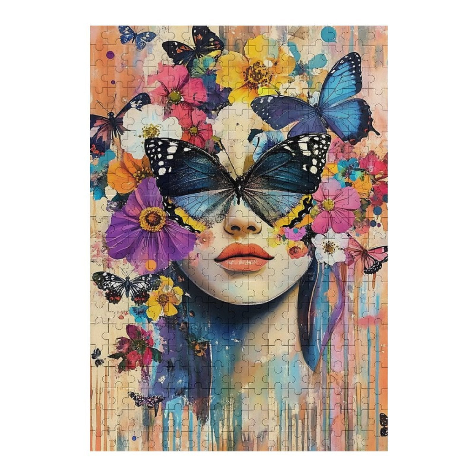 Colorful Butterfly Woman Wooden Puzzle