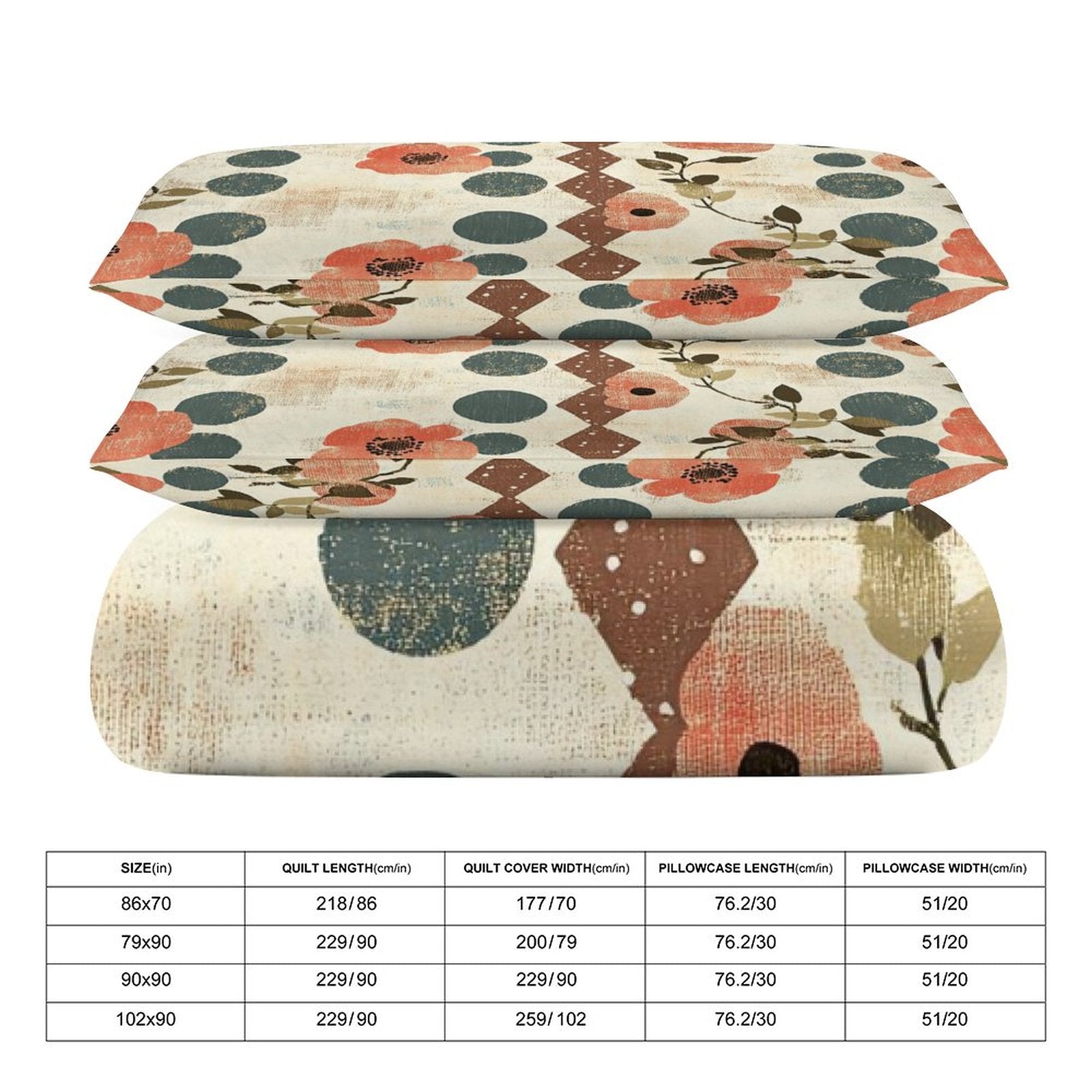 Queen 3-Piece Bedding Set-90"x90"/ 229x229cm