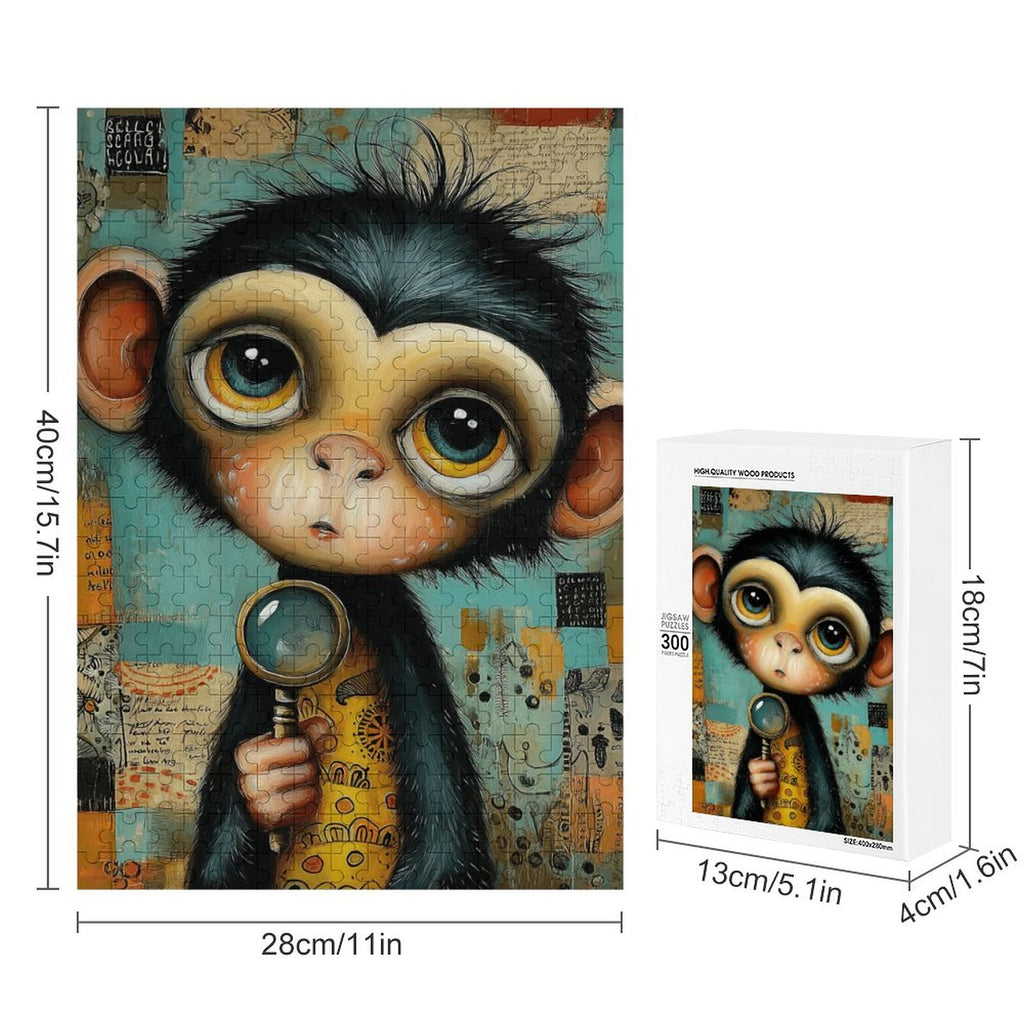 Boho Baby Monkey explorer Wooden Puzzle