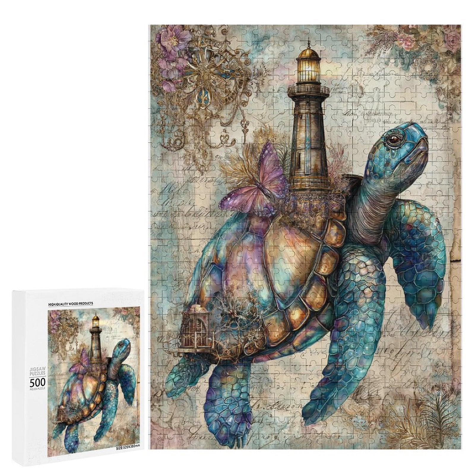 Lighthouse Turtle Wooden Puzzle