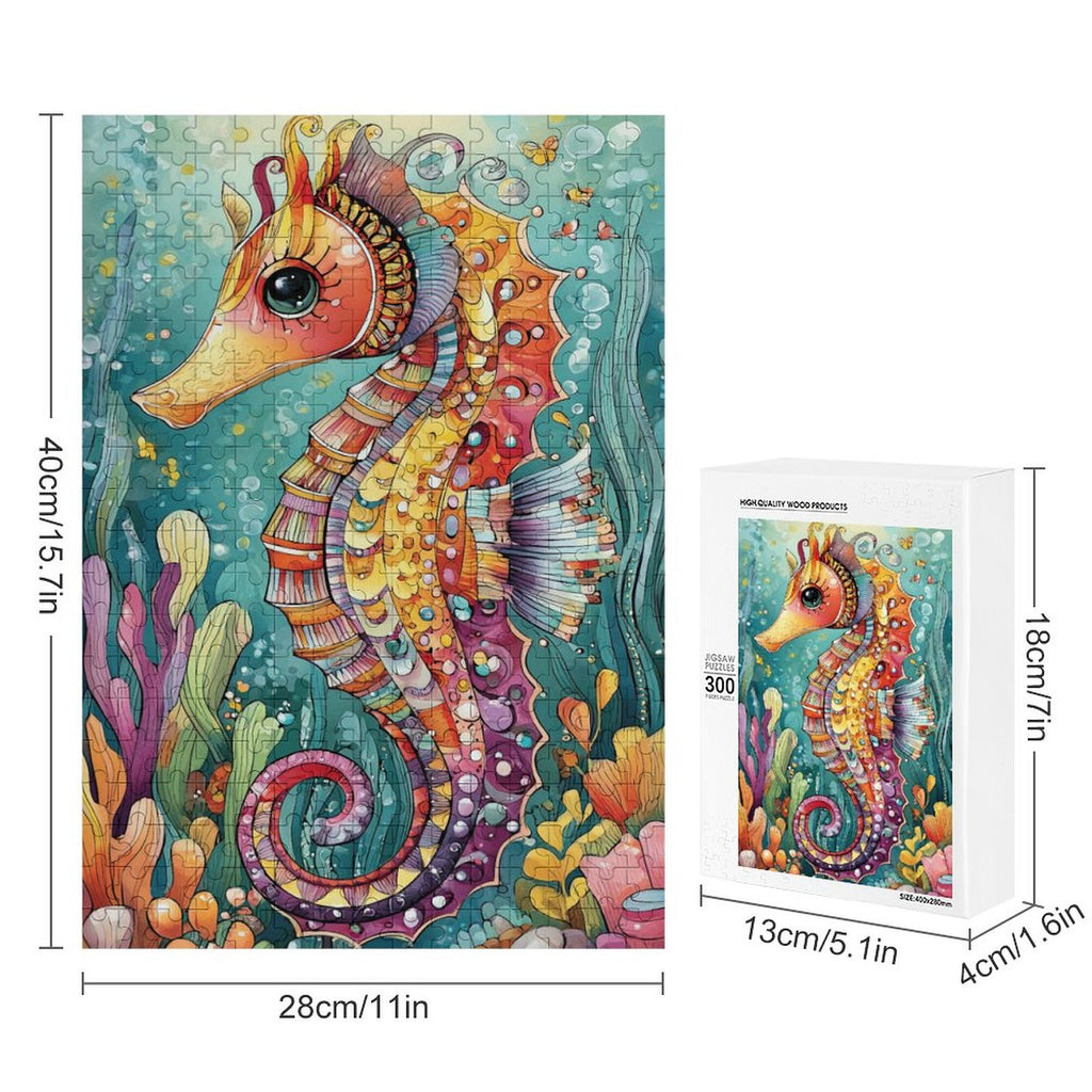 Colorful Seahorse Wooden Puzzle