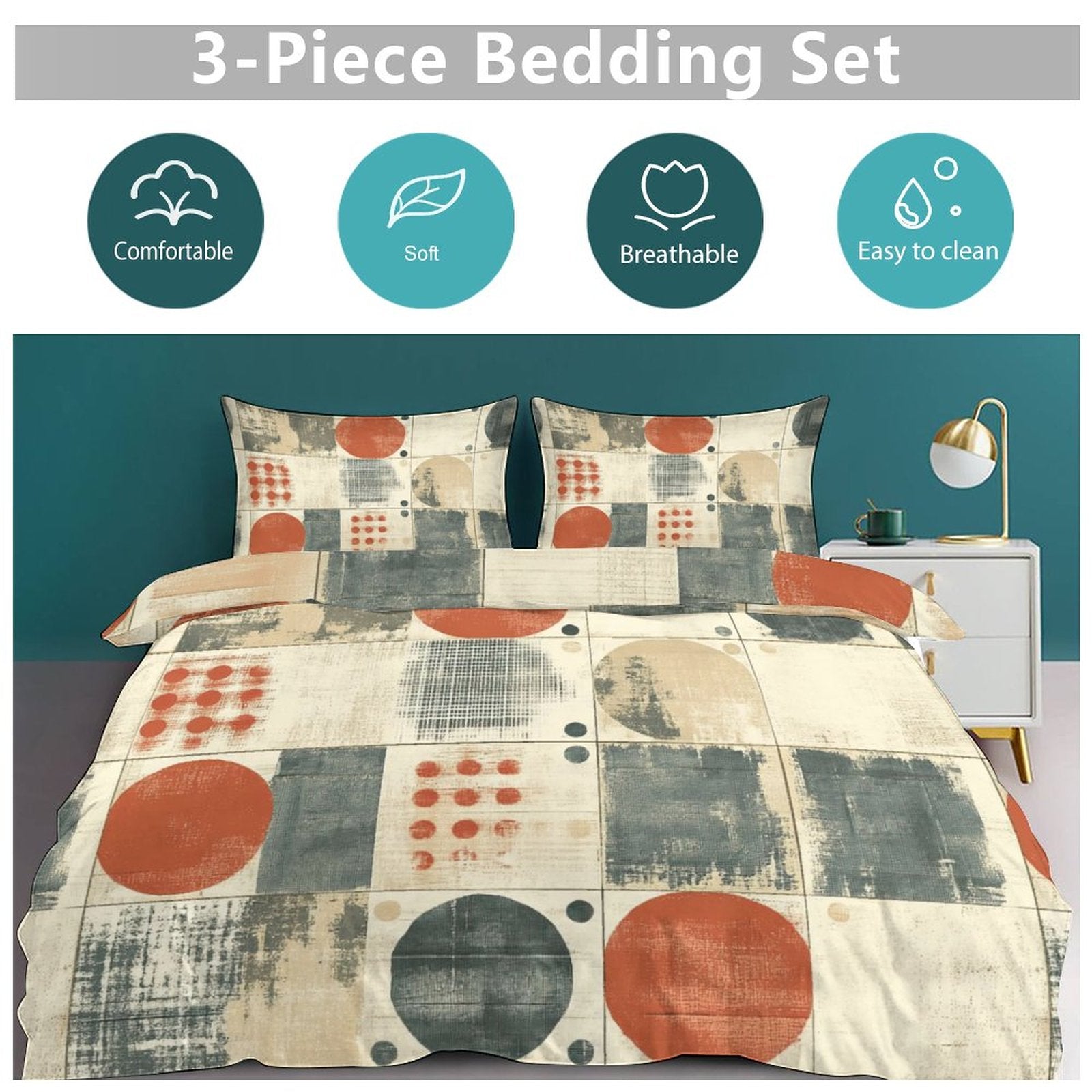 King 3-Piece Bedding Set-102"x90"/ 259x229cm
